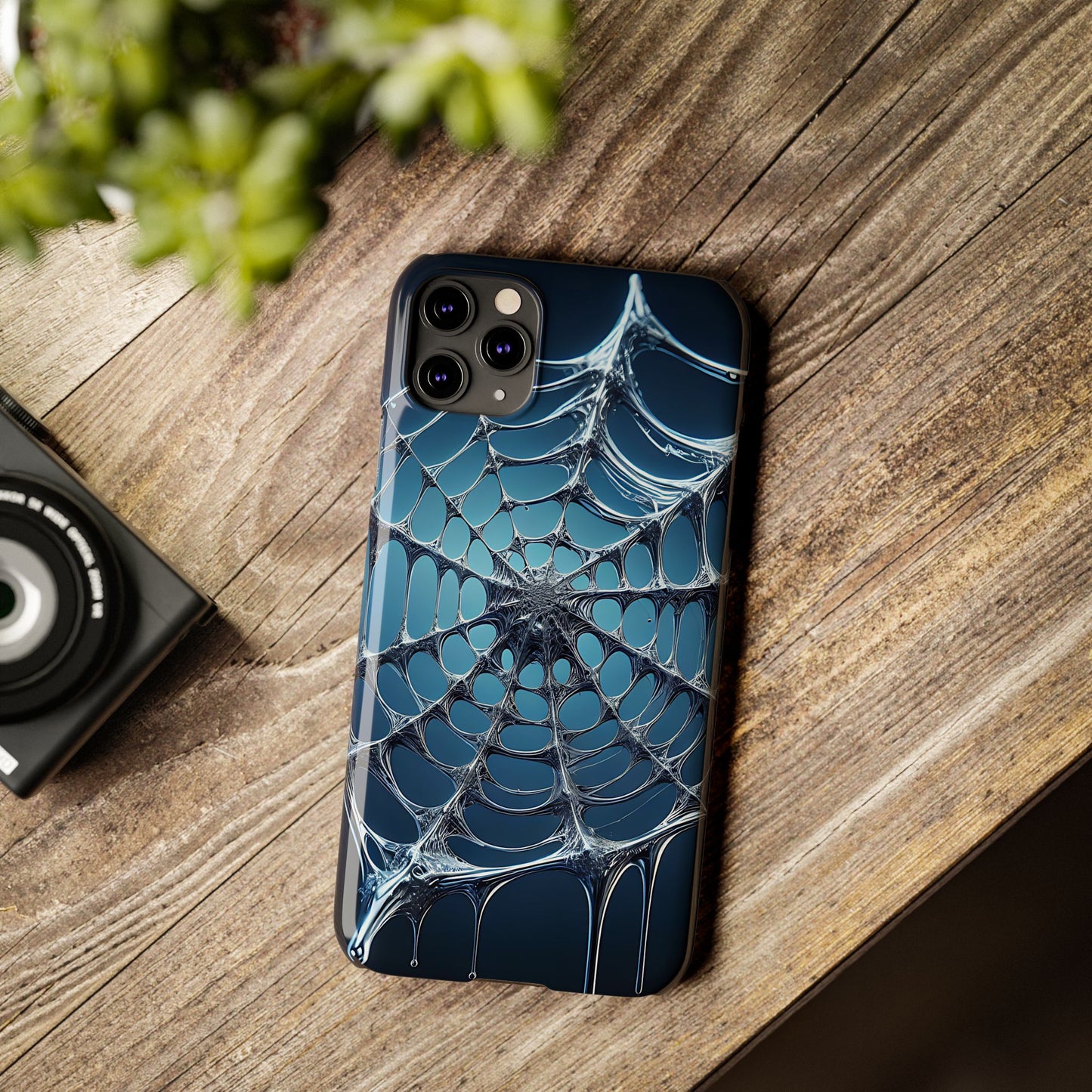 Spider Web Slim Phone Case - Artistic Design for Halloween, Unique Gift, Phone Accessories, Trendy Tech Style, Eco-Friendly Case