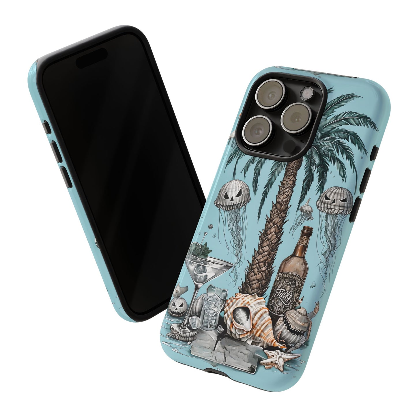 Summerween Phone Case, Halloween Beach Phone Cover, Spooky Tropical Phone Case, Pumpkin Jellyfish Phone Cover, Goth Cute Coastal Aesthetic
