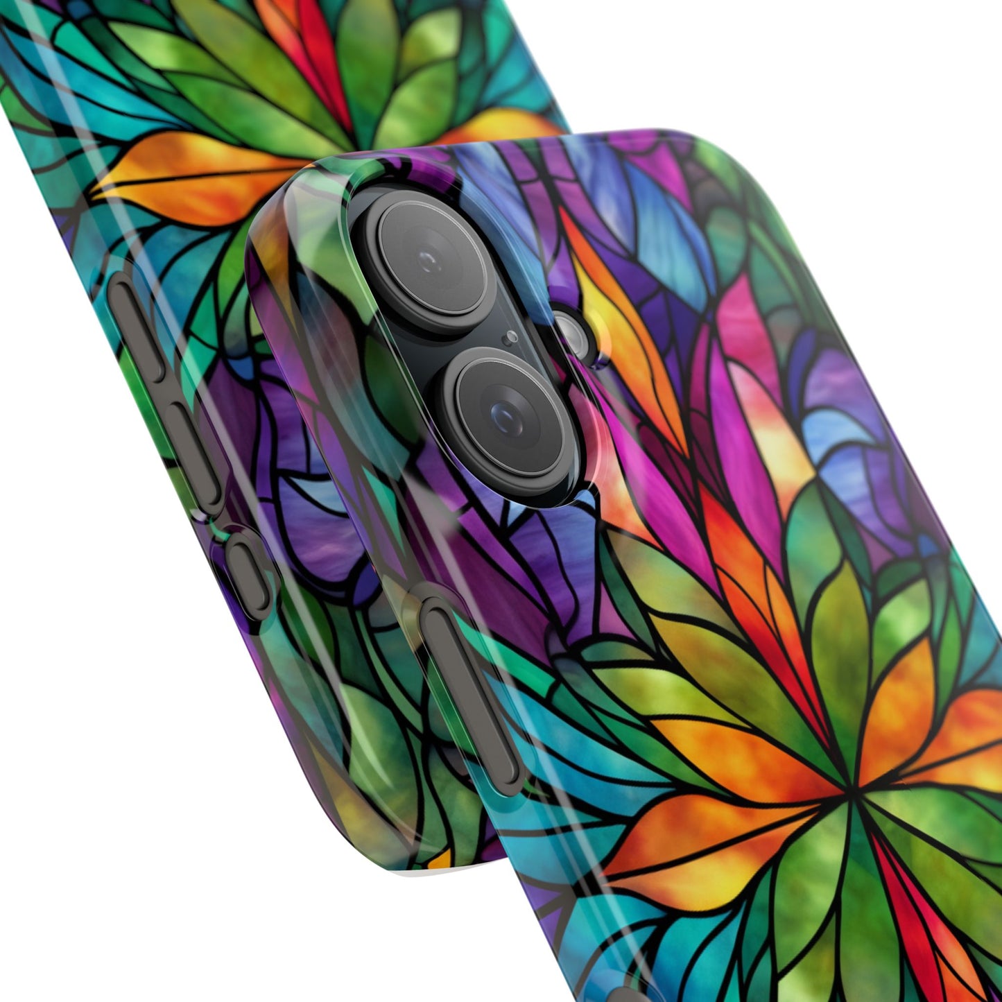 Vibrant Floral Slim Phone Cases, Colorful Cell Phone Cover, Stained Glass Design, Unique Gift for Her, Artistic Accessories, Phone Case