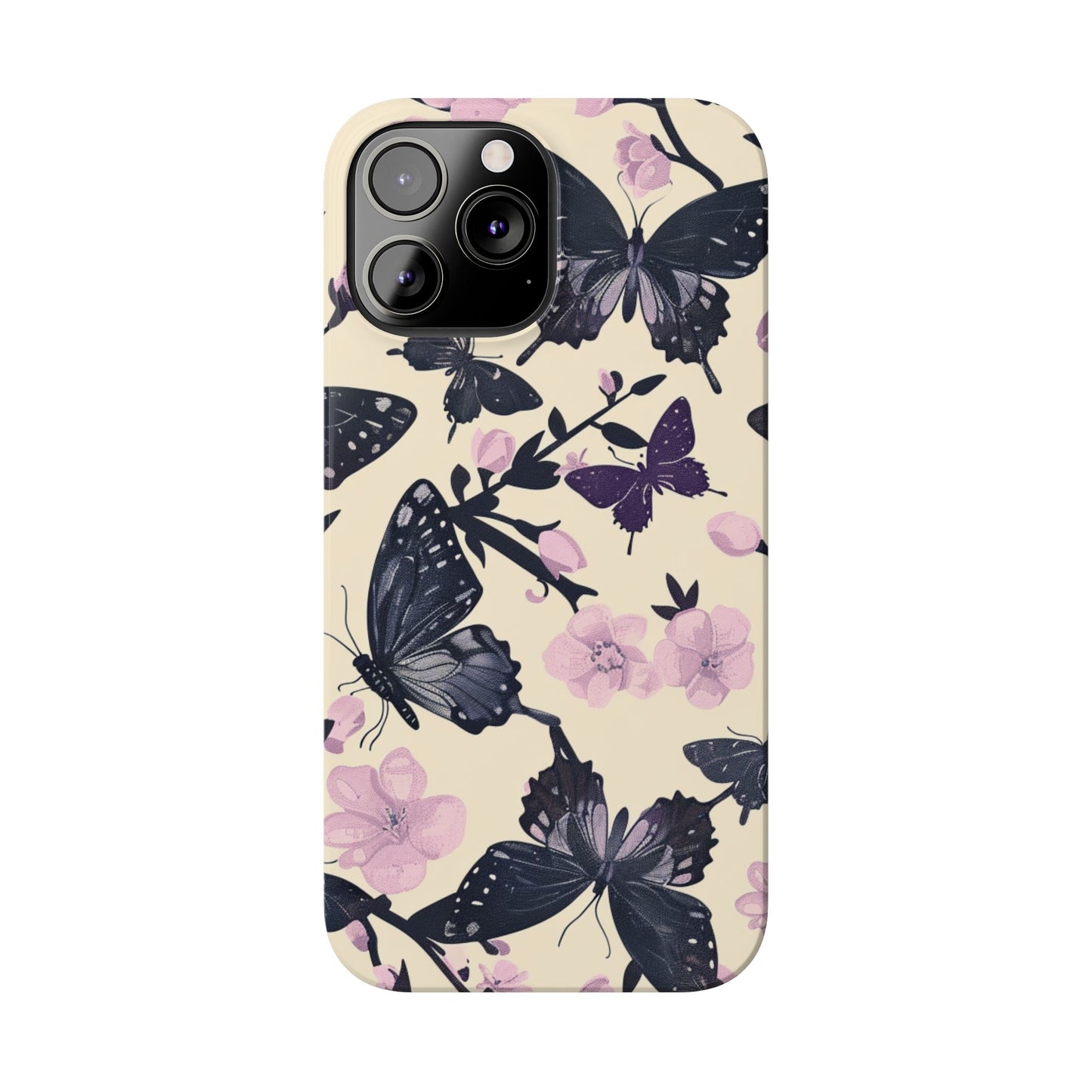 Butterfly Floral Slim Phone Cases, Elegant Butterfly Design, Nature Lover Gift, Phone Accessory, Stylish Cases for Women