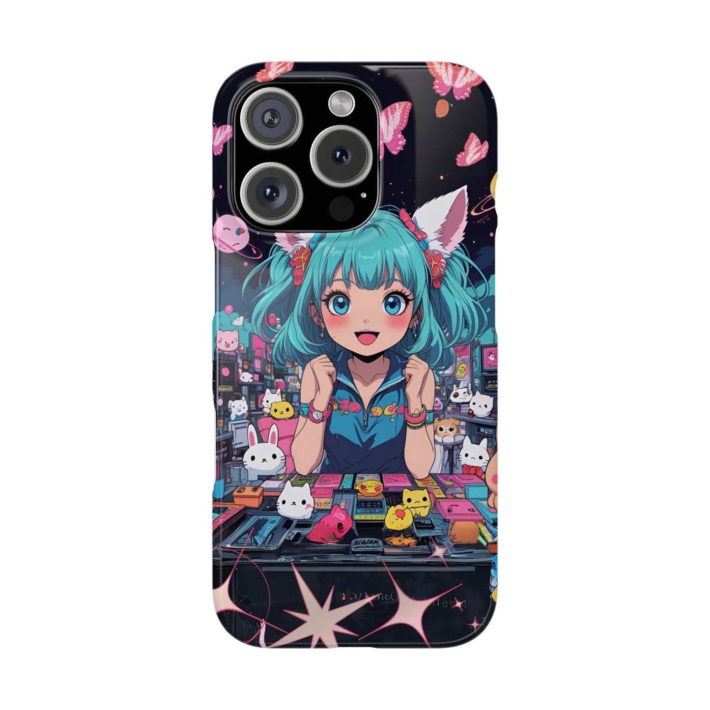 Y2K Anime Girl Slim Phone Case, Kawaii Vaporwave Style, Cute Maximalist Aesthetic, Anime Design, Slim Protection, Aesthetic Accessory