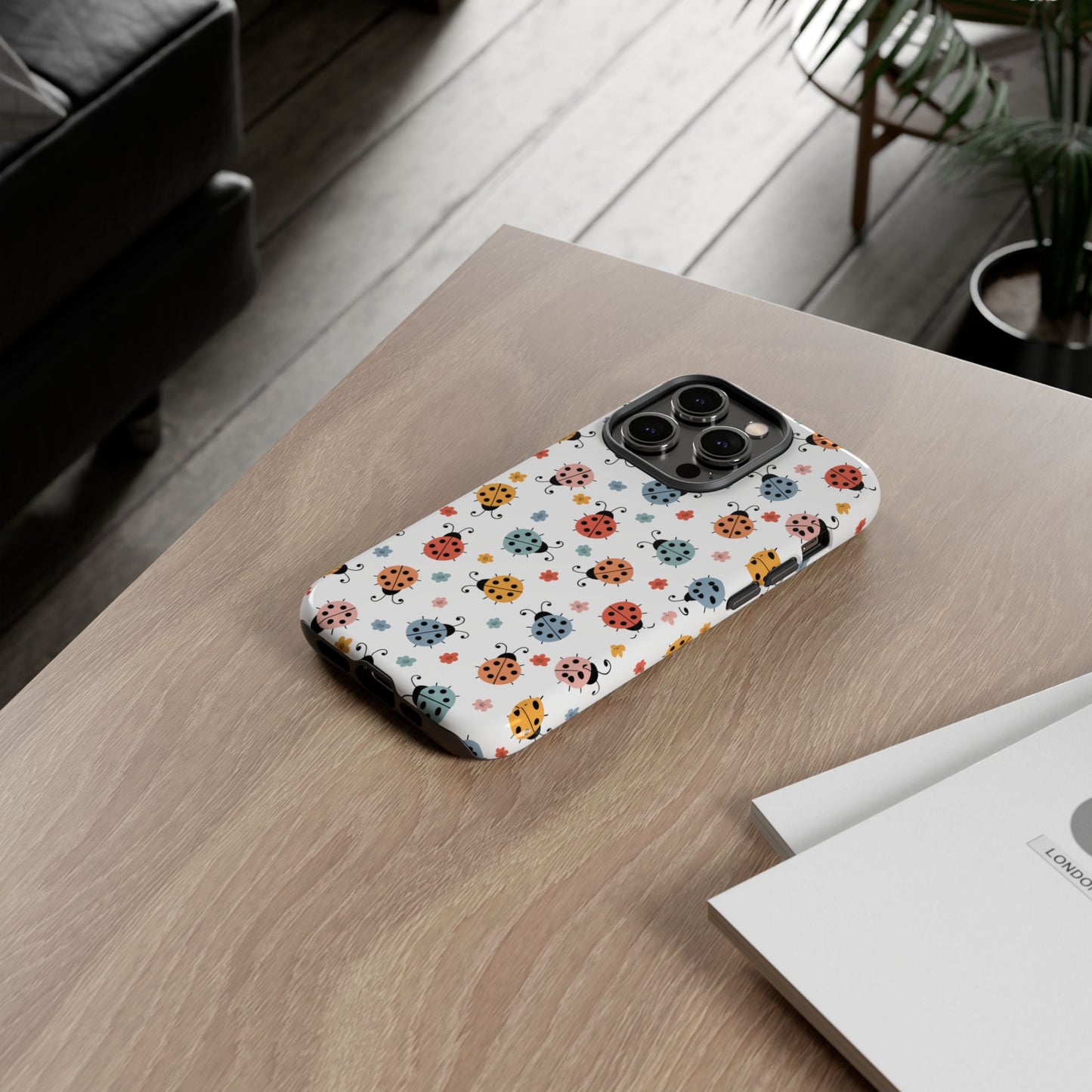 Ladybug Tough Phone Case - Cute Insect Aesthetic, Nature-Inspired Pattern Art, Compatible with iPhone, Galaxy, and Google Phones
