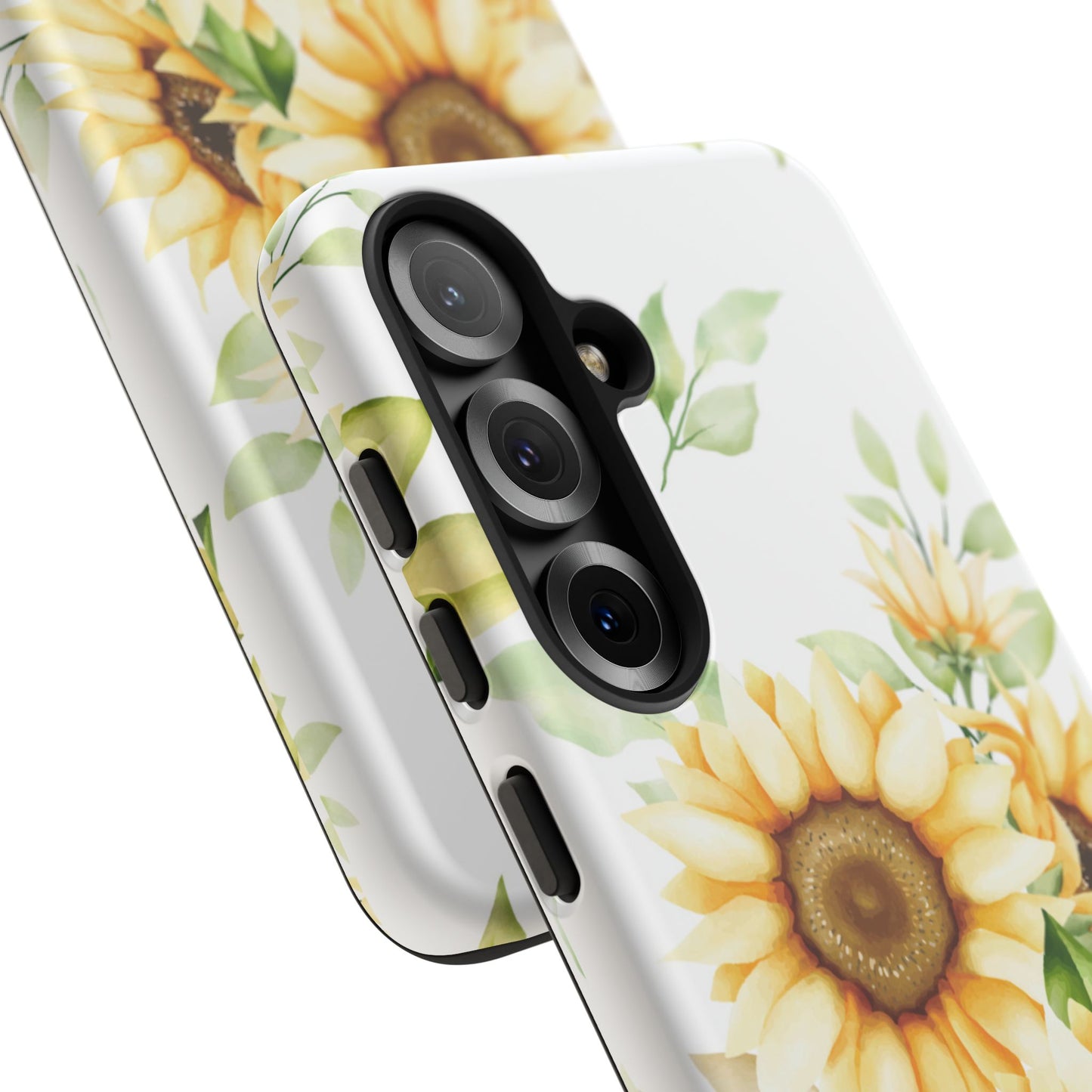 Sunflower Floral Tough Phone Case - Watercolor Botanical Art, Bright Nature Aesthetic, Compatible with iPhone, Galaxy, and Google Phones