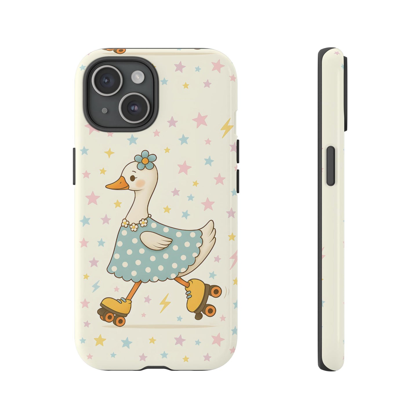 Roller Skating Goose Tough Phone Case, Retro Kawaii Animal, Silly Goose Compatible with iPhone, Galaxy, Google