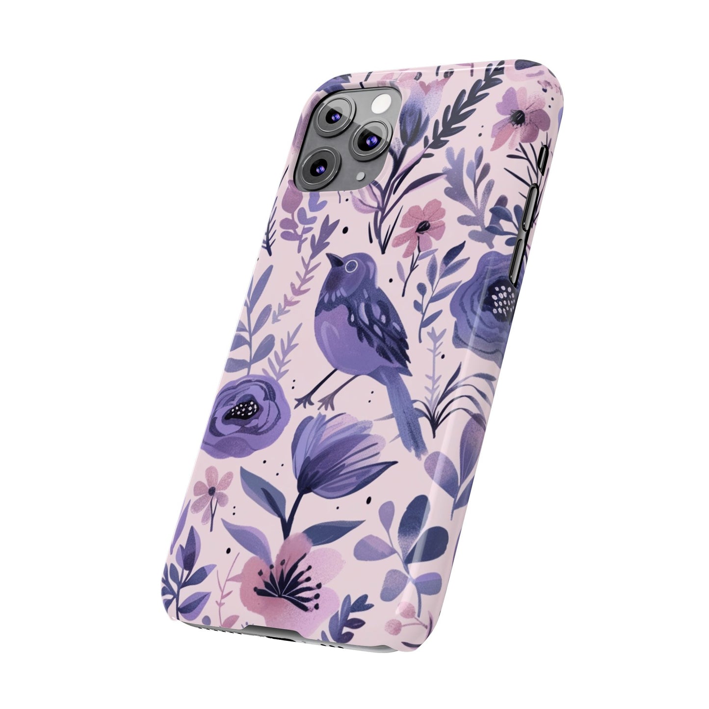 Floral Bird Slim Phone Case, Elegant Phone Cover, Cute Gift for Bird Lovers, Spring Vibes, Nature-Inspired
