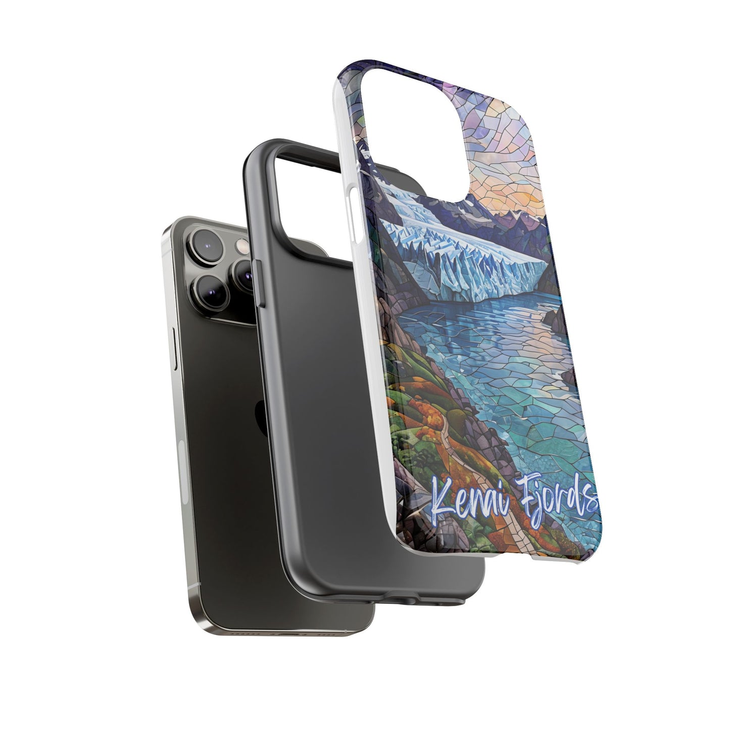 Kenai Fjords National Park Alaska Phone Case, Mosaic Phone Case, Mountain Nature Art, National Park Gift, Scenic Forest Phone Cover