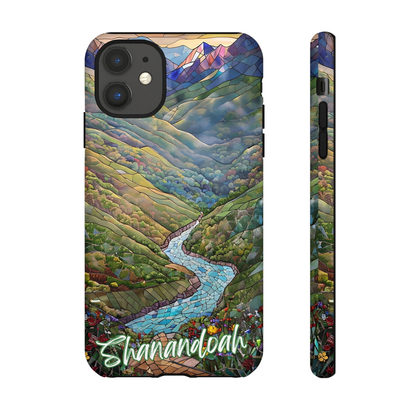 Shenandoah Mosaic Tough Phone Case - Blue Ridge Mountain Art, Scenic Forest Aesthetic, Compatible with iPhone, Galaxy, and Google Phones