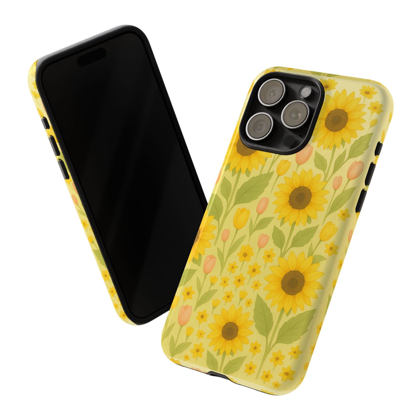 Sunflower Floral Phone Case, Watercolor Botanical Print, Aesthetic Tough Phone Case, Compatible with iPhone, Galaxy, Google