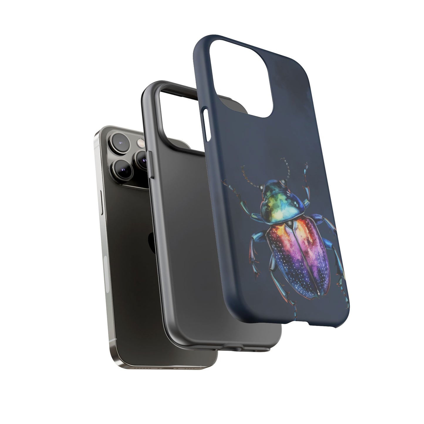 Iridescent Beetle Tough Phone Case - Insect Art Design, Nature-Inspired Pattern, Compatible with iPhone, Galaxy, and Google Phones