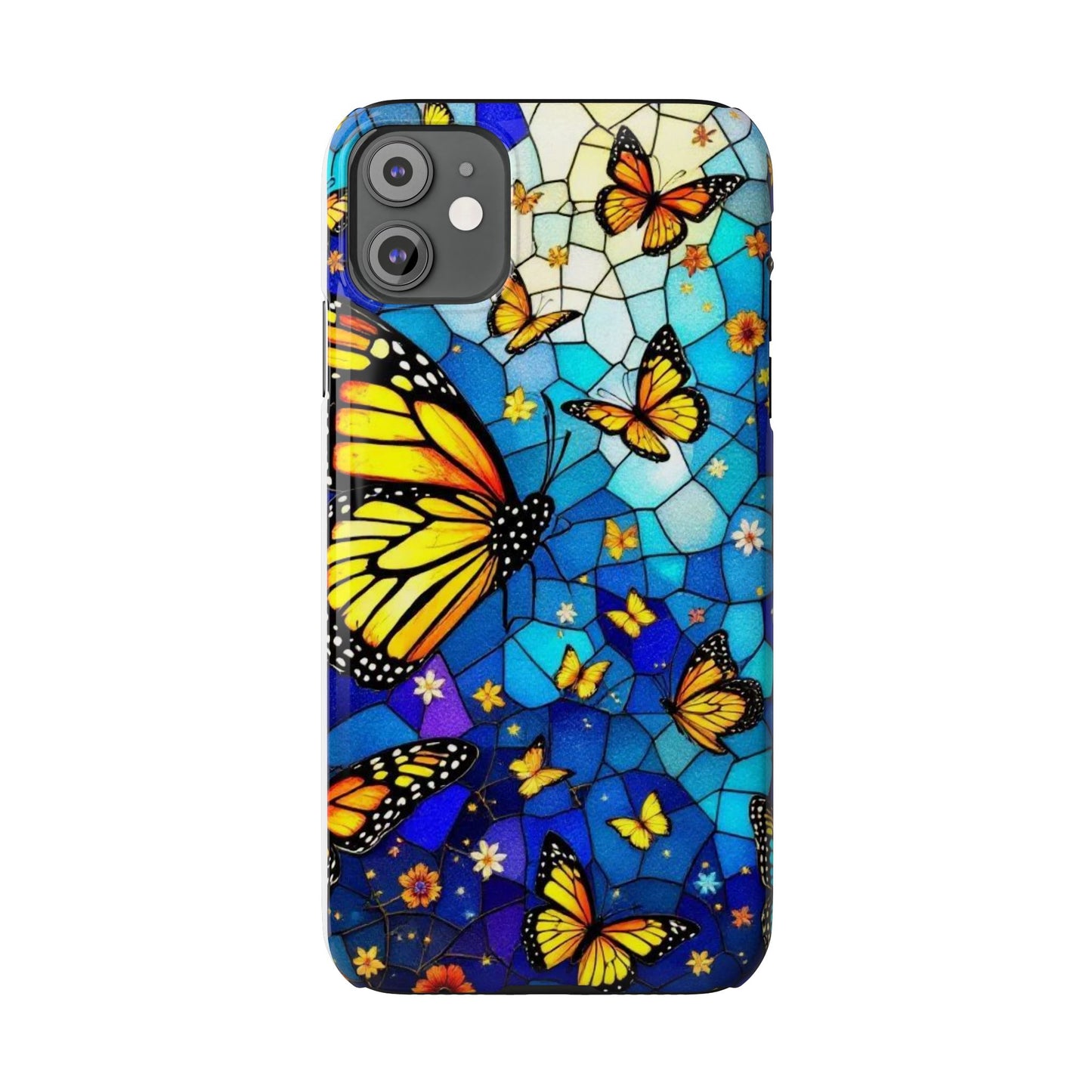 Butterfly Garden Slim Phone Case - Colorful Floral Design, Gift for Nature Lovers, Birthday Surprise, Eco-Friendly, Summer Vibes