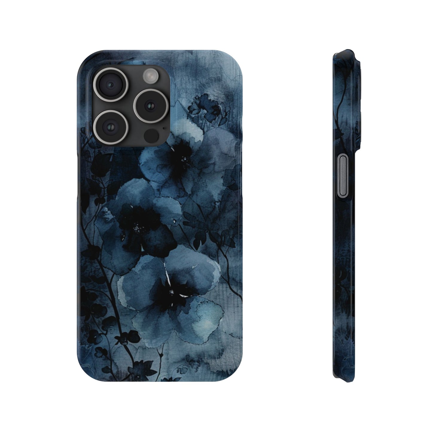 Elegant Floral Slim Phone Cases | Trendy Phone Cover, Blue Flower Design, Gift for Her, Stylish Mobile Case, Floral Accessories