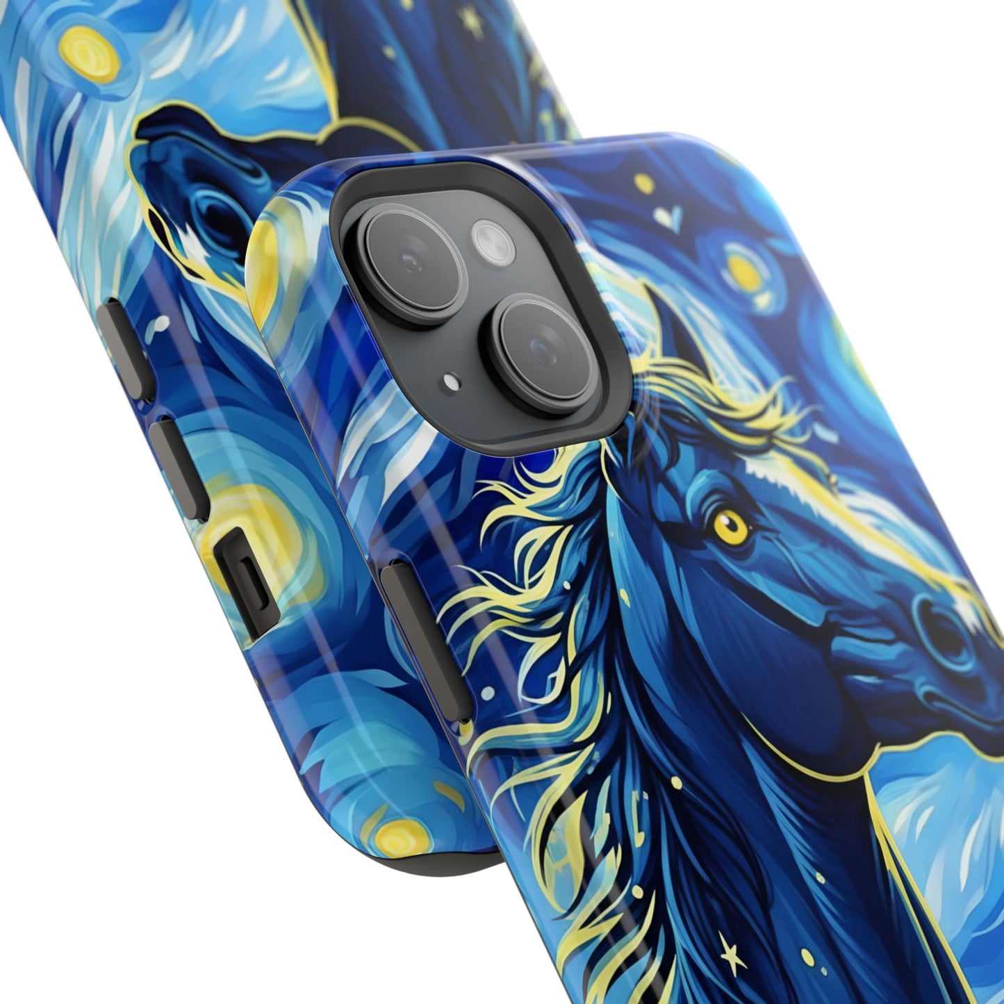 Year of the Horse Magnetic Phone Case Chinese Zodiac Blue Horse Art Design Compatible with iPhone 17 16 15 14 13