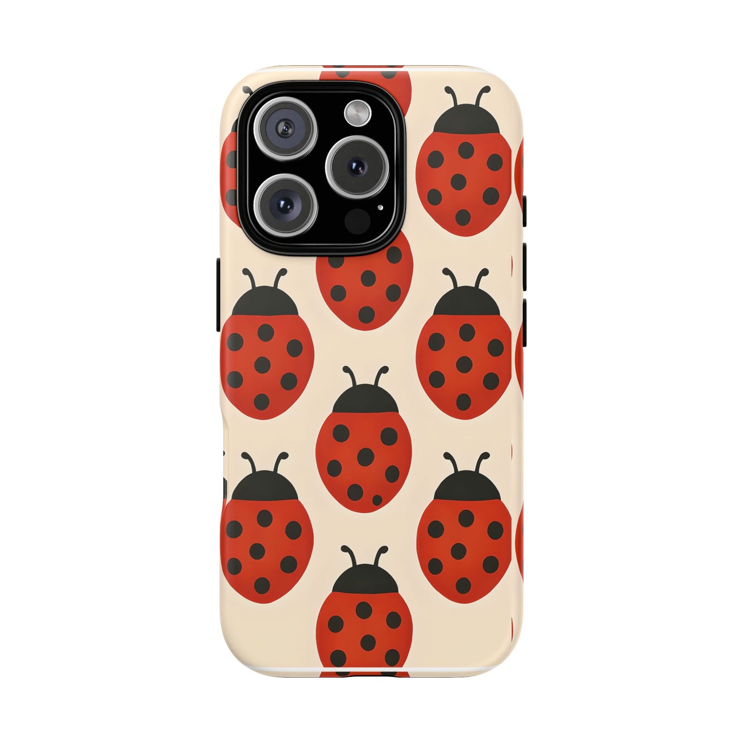 Cute Ladybug Tough Phone Case - Red and Black Insect Pattern, Nature-Inspired Design, Compatible with iPhone, Galaxy, and Google Phones