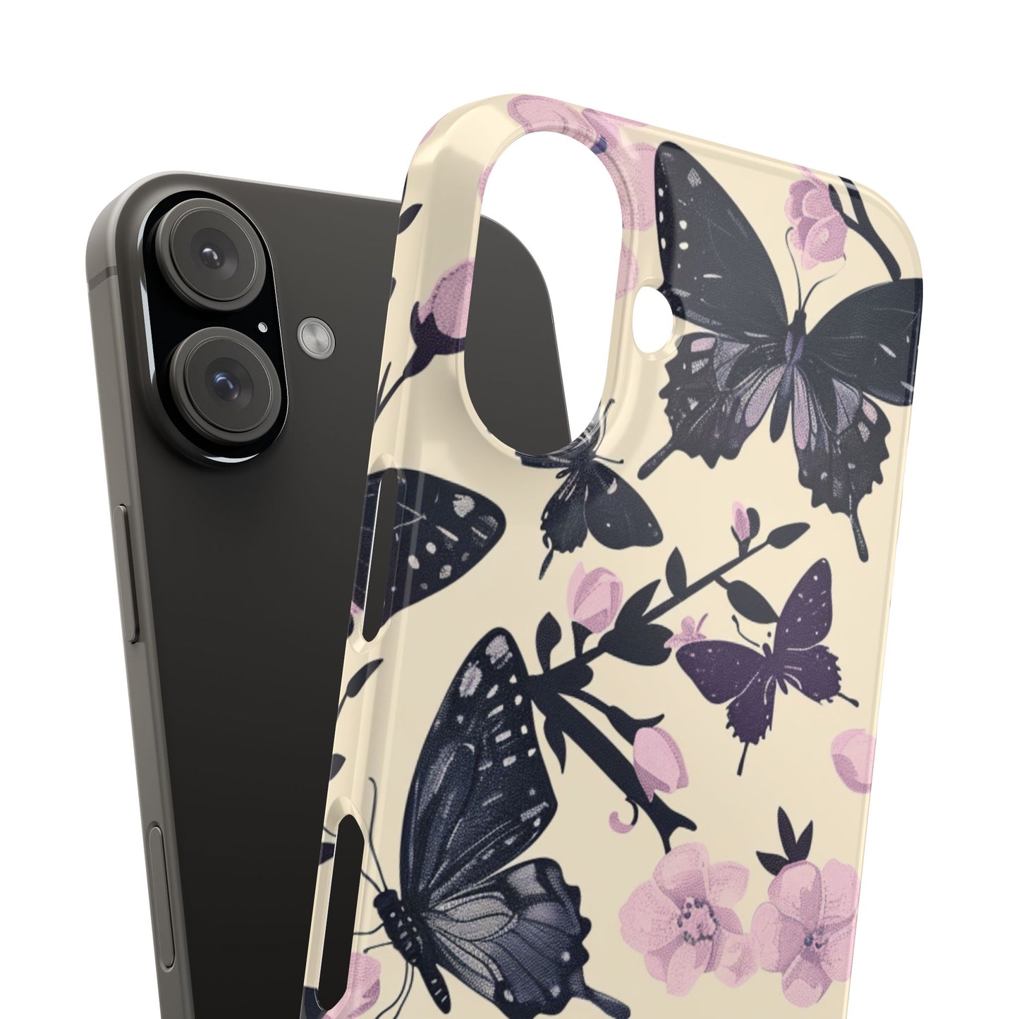 Butterfly Floral Slim Phone Cases, Elegant Butterfly Design, Nature Lover Gift, Phone Accessory, Stylish Cases for Women