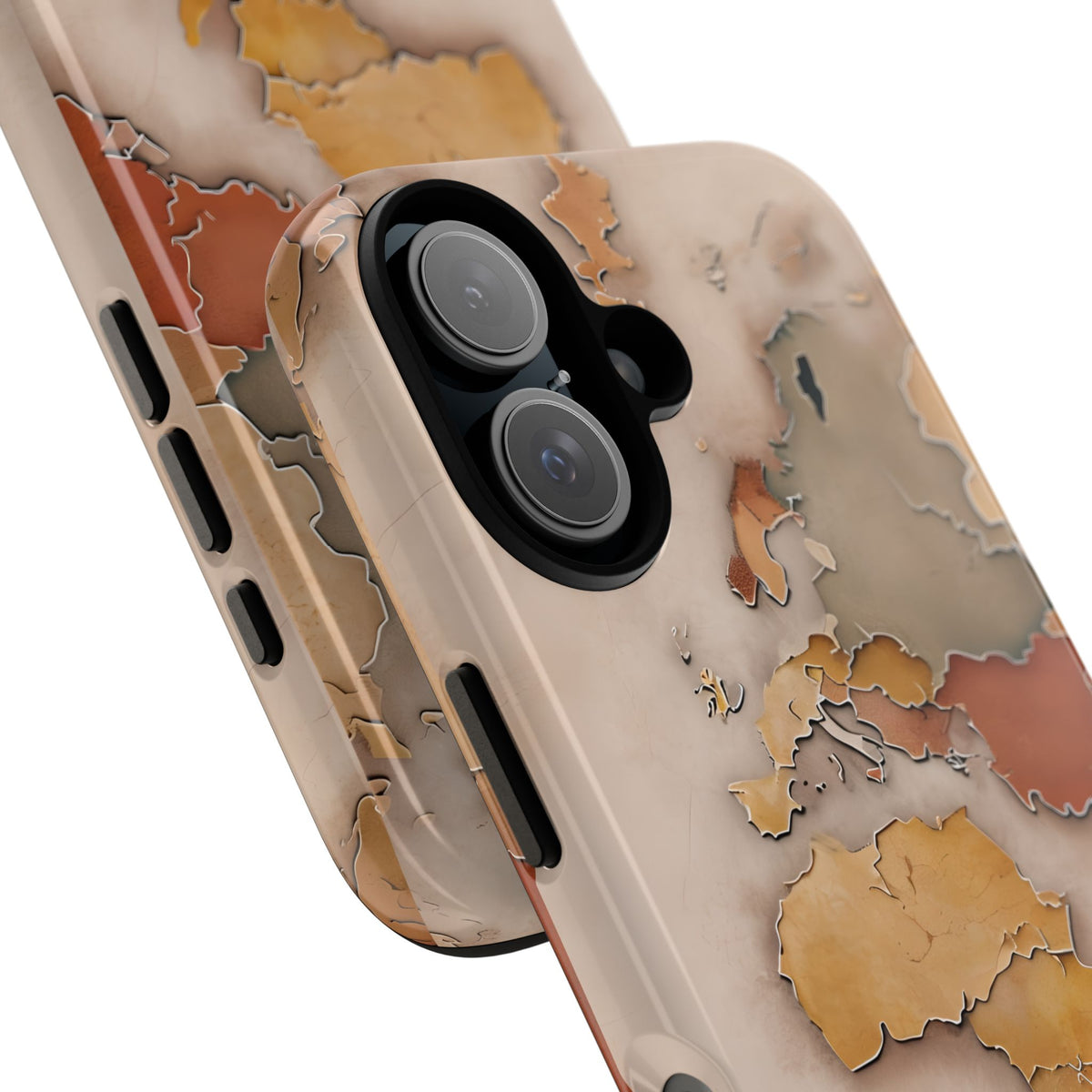Vintage World Map Tough Phone Case, Old World Travel, Antique Earth Globe Phone Cover, Compatible with iPhone, Galaxy, Google
