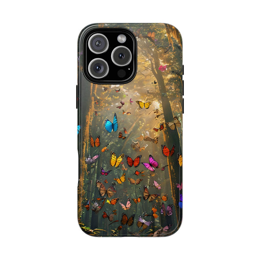 Butterfly iPhone Case, Magical Forest Phone Cover with Colorful Butterflies, Naturecore Fairycore Aesthetic, Ethereal Gift for Her