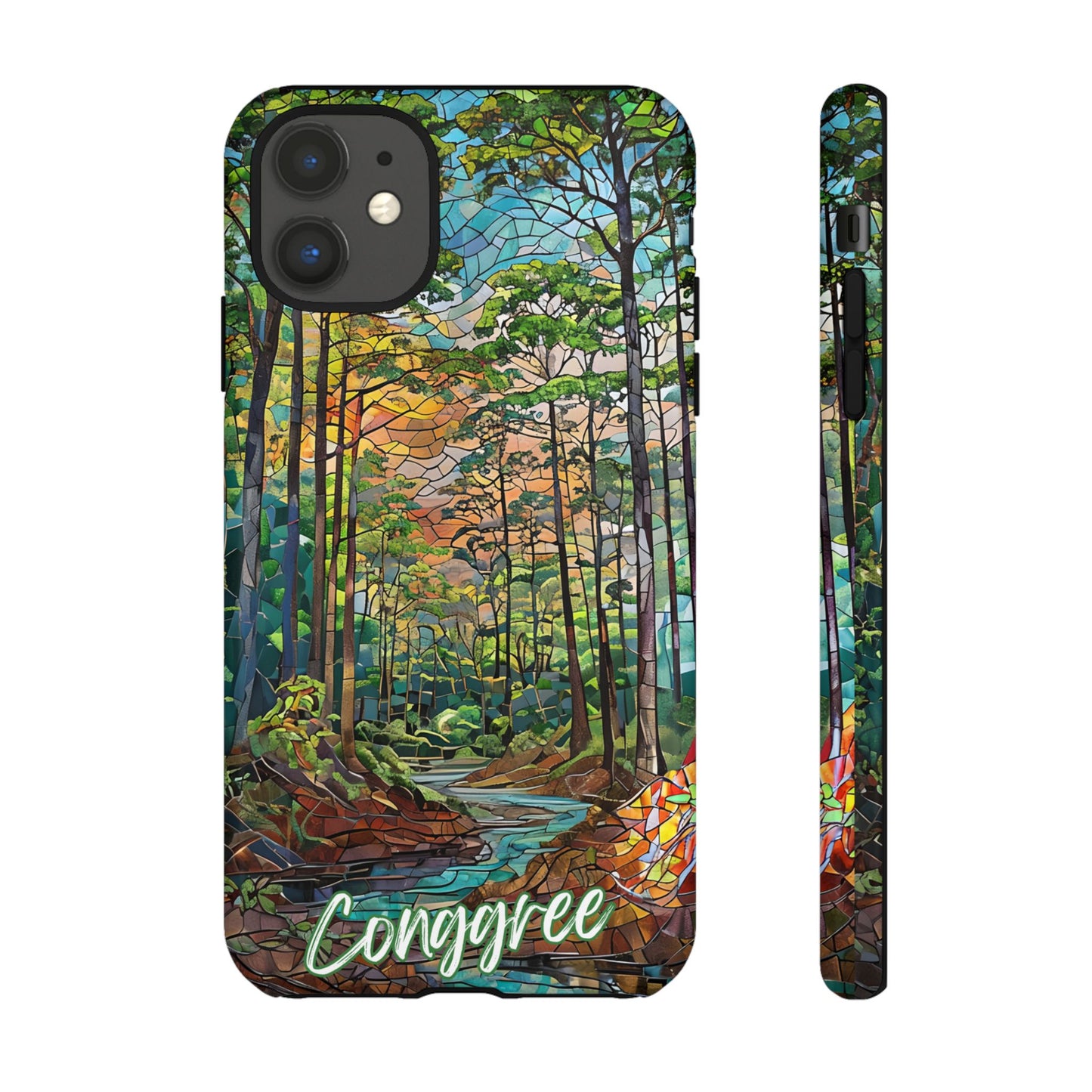 Congaree Mosaic Tough Phone Case - Lush Swamp Forest Art, Southeast Nature Aesthetic, Compatible with iPhone, Galaxy, and Google Phones