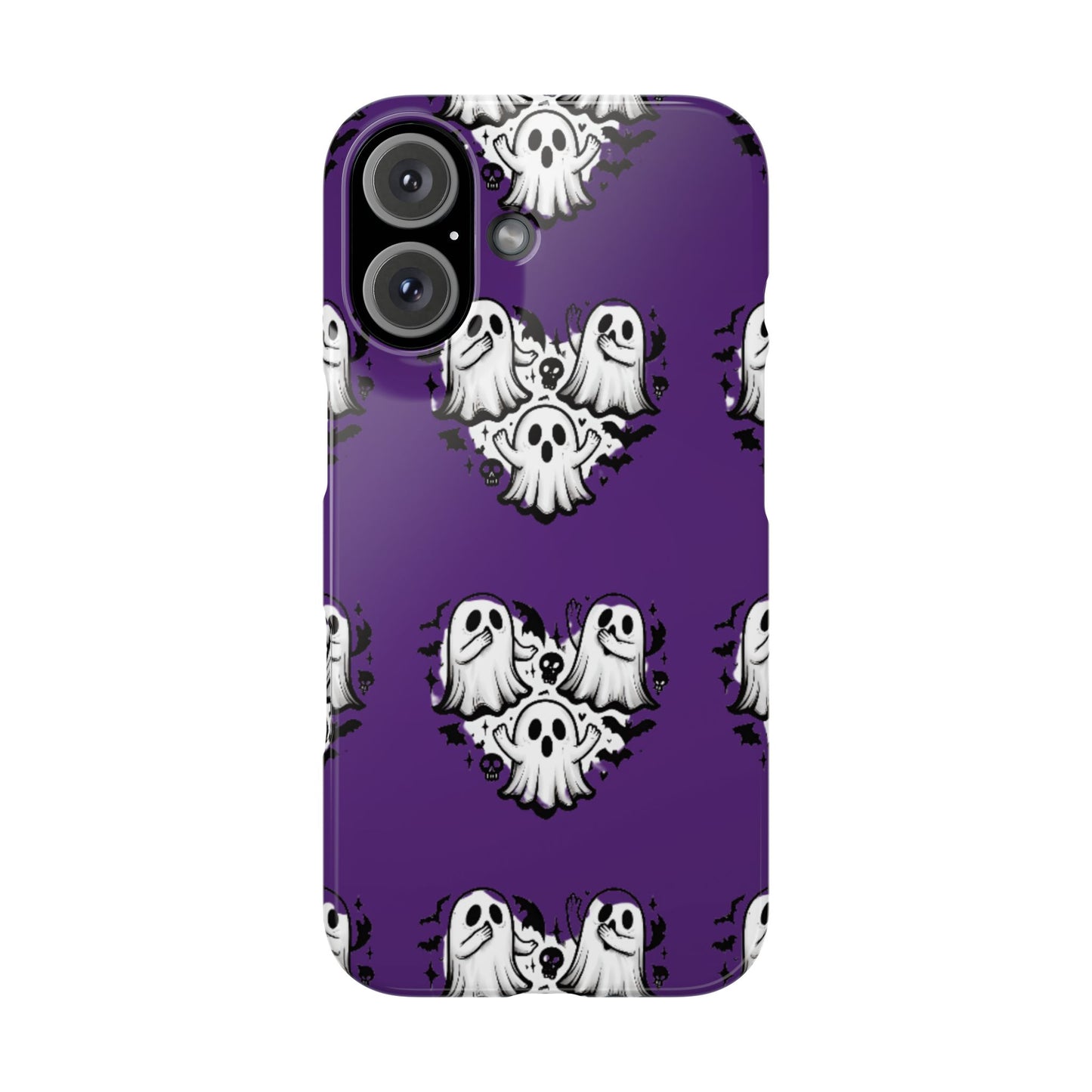 Cute Ghost Heart Slim Phone Case, Creepy Cute Spooky Heart Print, Goth Coquette Aesthetic Spooky Accessories, Halloween Gift Case