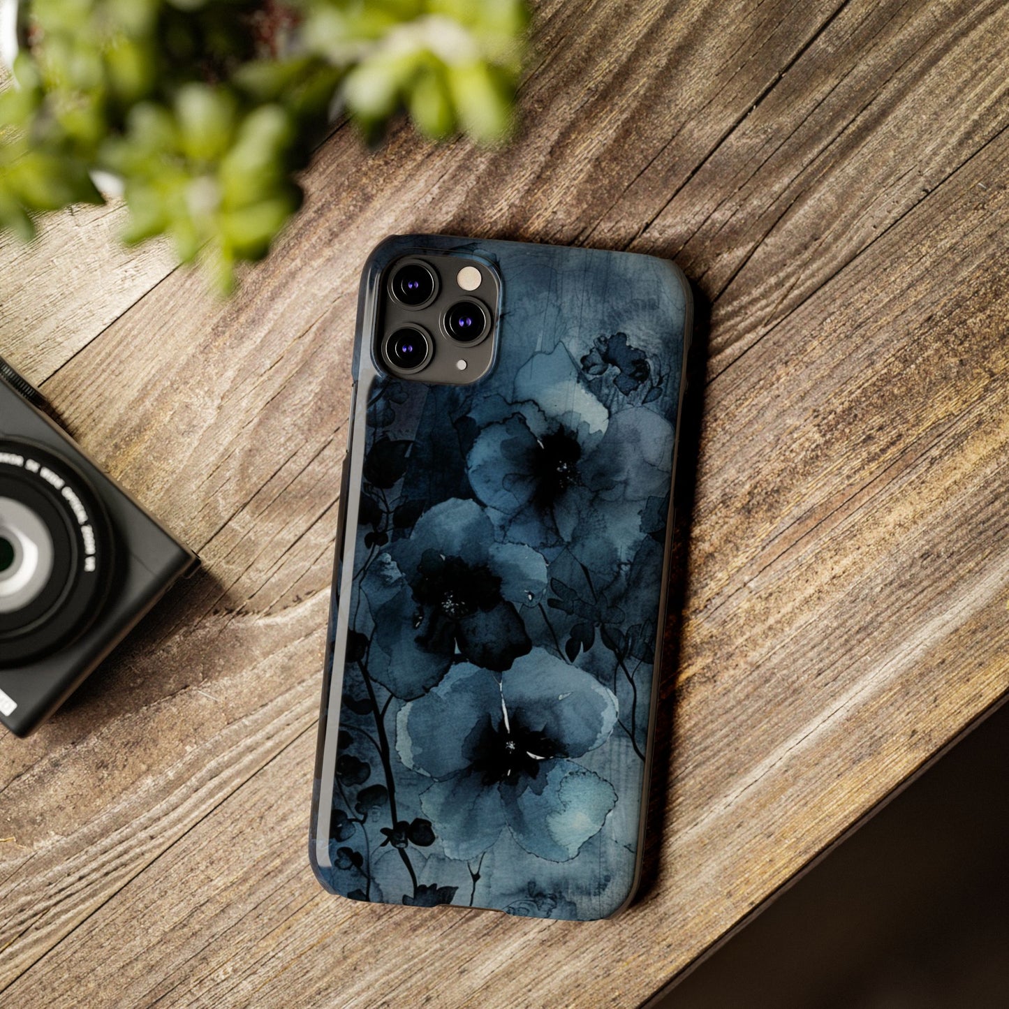 Elegant Floral Slim Phone Cases | Trendy Phone Cover, Blue Flower Design, Gift for Her, Stylish Mobile Case, Floral Accessories