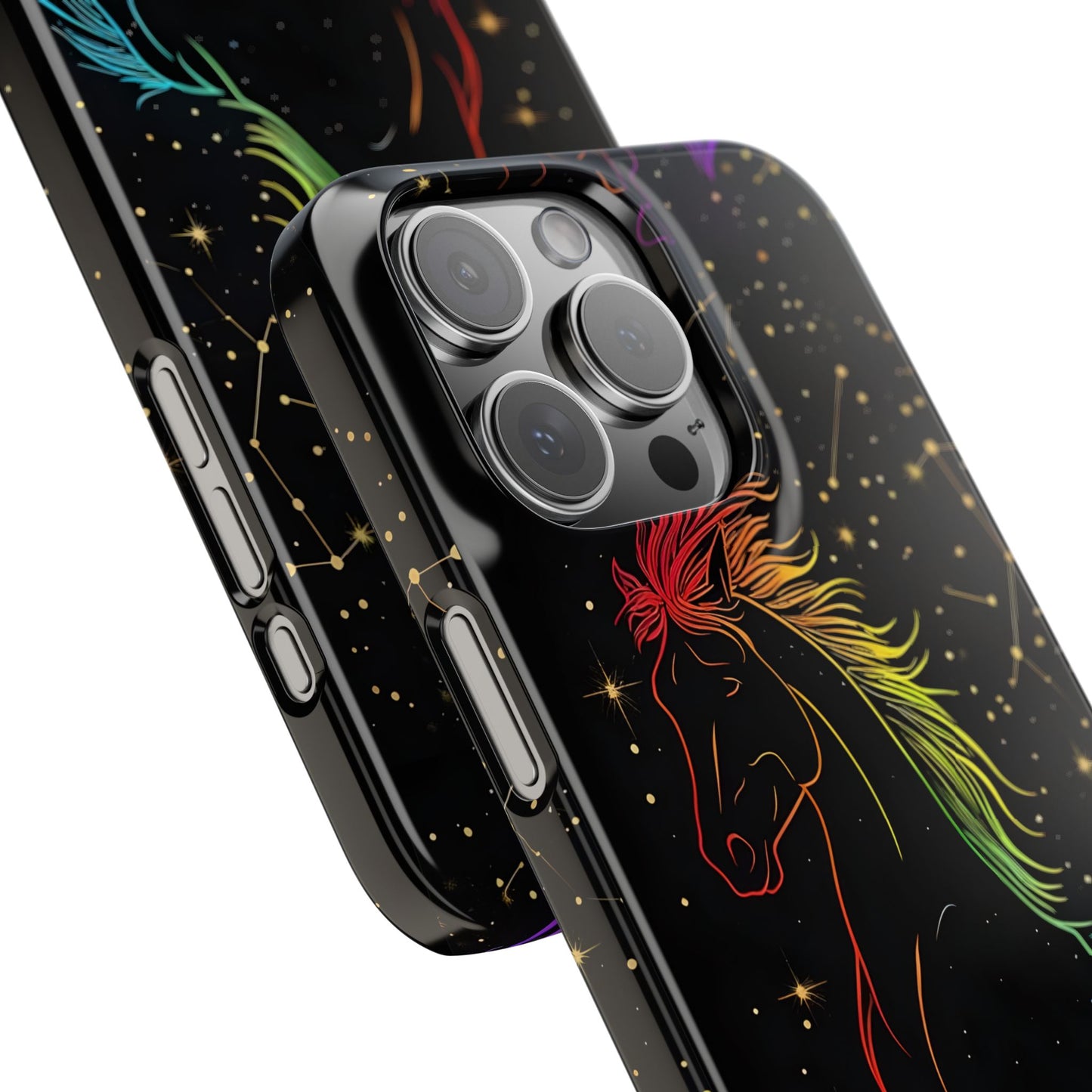 Year of the Horse Neon Art Slim Phone Case, Chinese Zodiac 2026 Design, compatible with iPhone 17 16 15 14 13 12 11