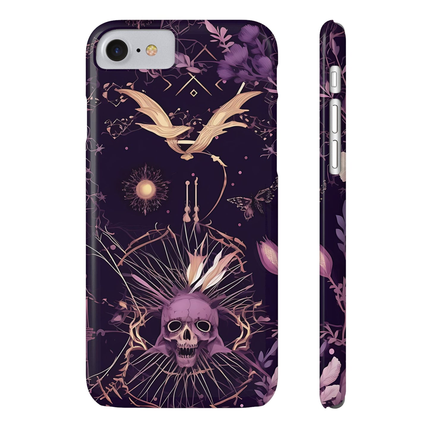 Gothic Floral Slim Phone Cases, Ghostly Style Mobile Cover, Dark Aesthetic Gift, Unique Protective Case, Perfect for Halloween