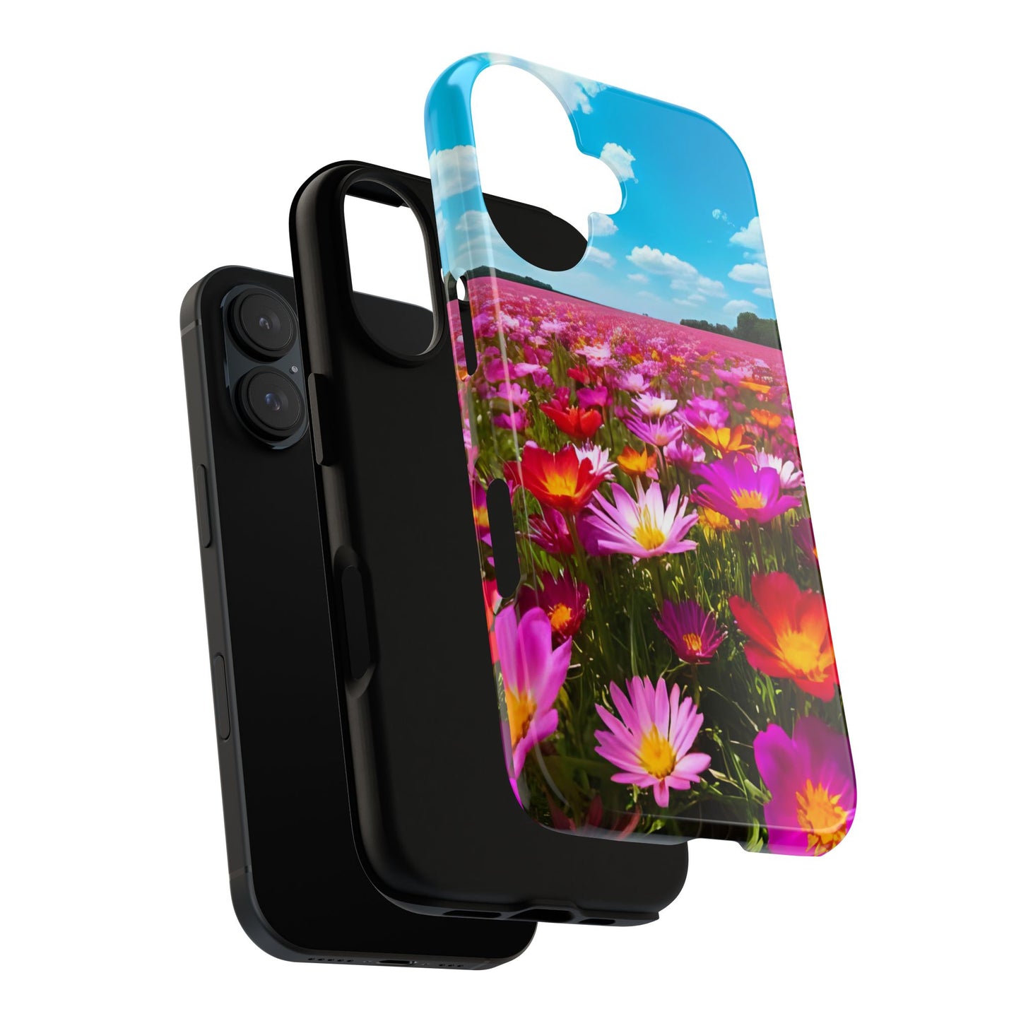 Flower Field Tough Phone Case - Wildflower Meadow Print, Colorful Nature Aesthetic, Compatible with iPhone, Galaxy, and Google Phones