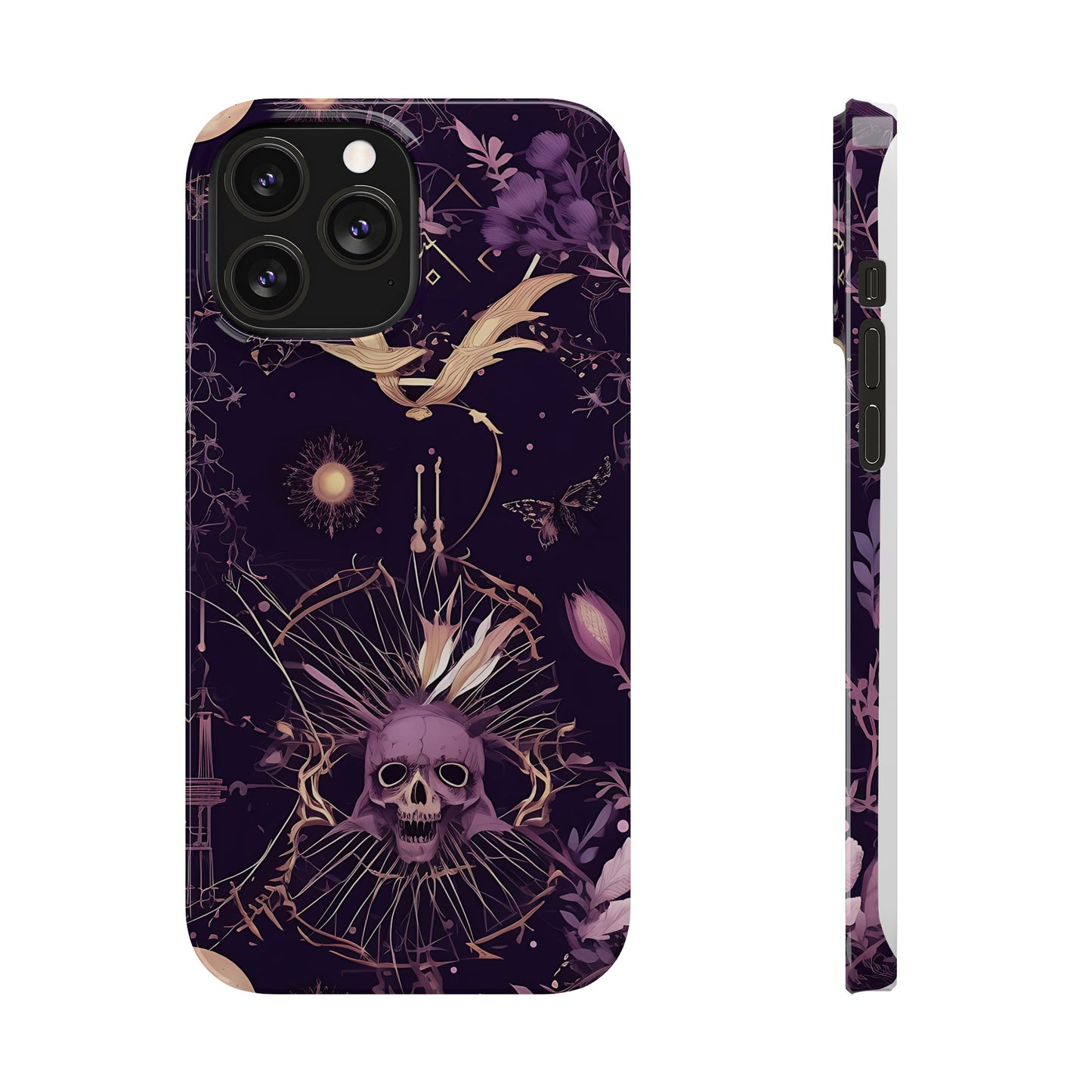 Gothic Floral Slim Phone Cases, Ghostly Style Mobile Cover, Dark Aesthetic Gift, Unique Protective Case, Perfect for Halloween
