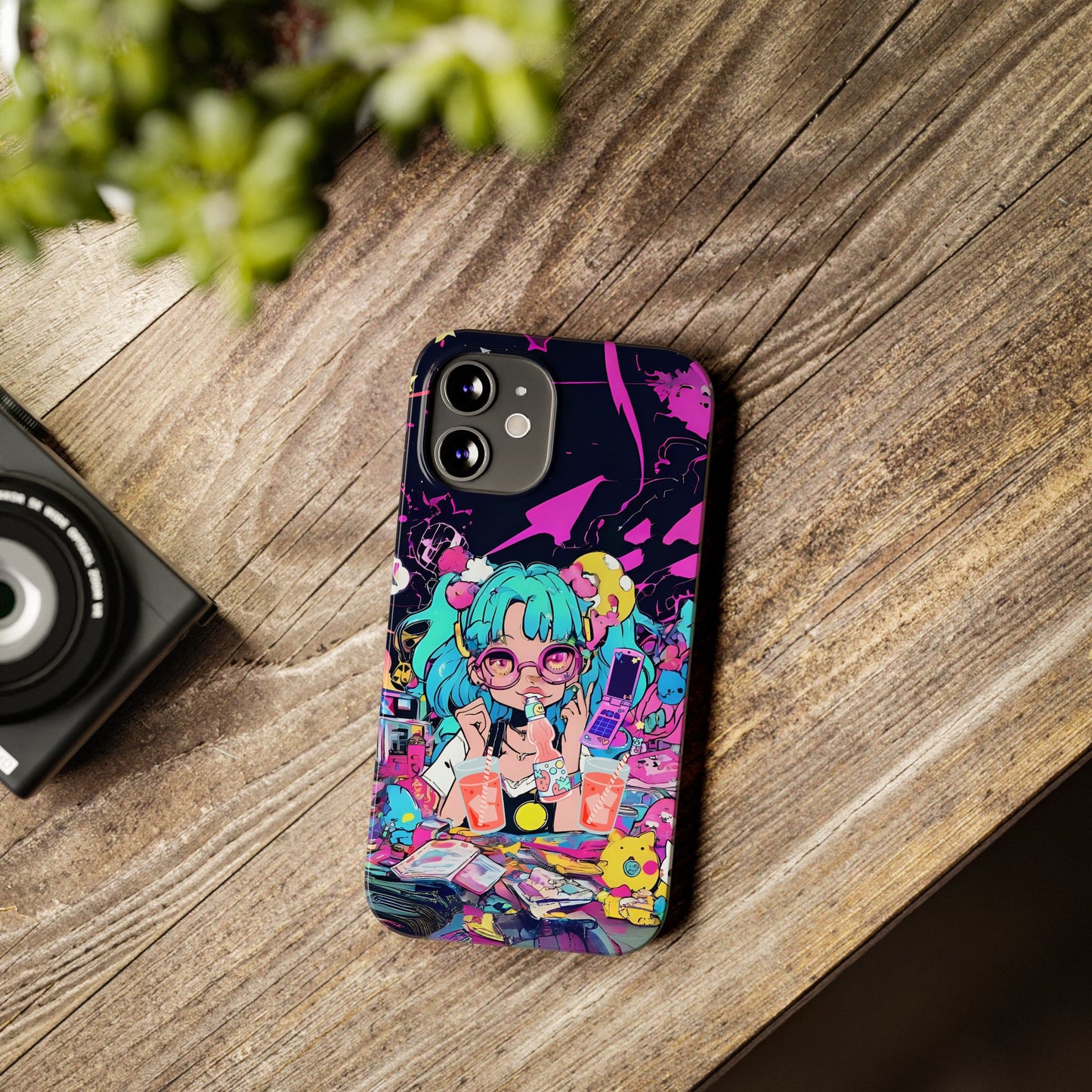 2K Anime Girl Slim Phone Case - Kawaii Vaporwave Style, Cute Maximalist Aesthetic, Cute Phone Covers, Unique Gifts for Teens