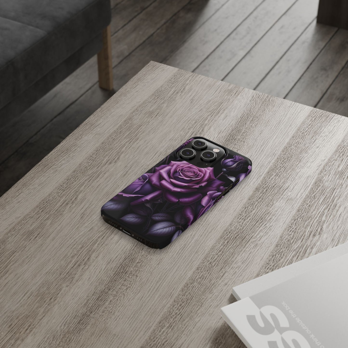 Purple Rose Slim Phone Cases, Floral Phone Cover, Elegant Smartphone Case, Gift for Her, Mother's Day Accessories
