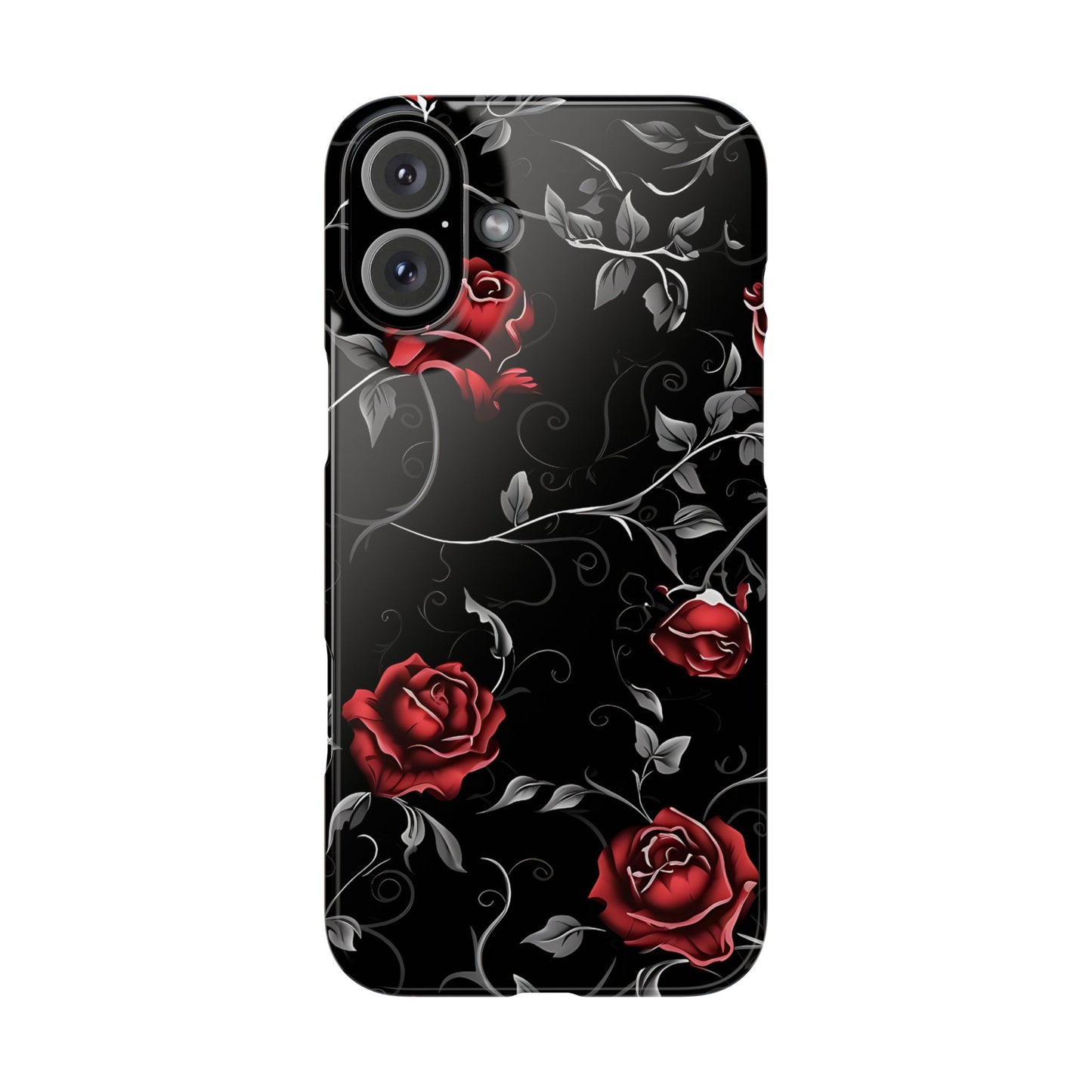 Elegant Floral Slim Phone Cases, Gothic Style Case, Rose Design Cover, Unique Gift for Her, Phone Accessories, Modern Chic
