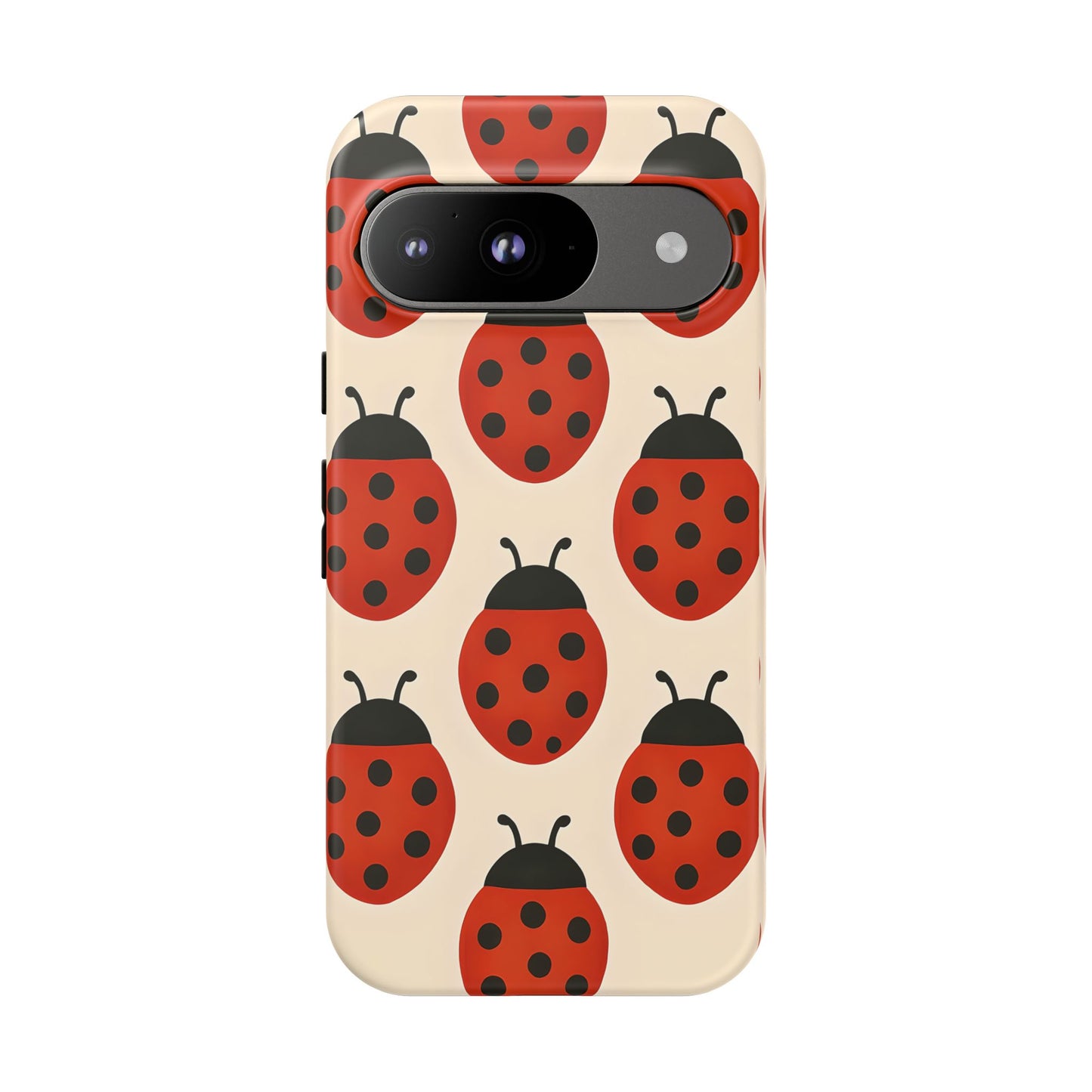 Cute Ladybug Tough Phone Case - Red and Black Insect Pattern, Nature-Inspired Design, Compatible with iPhone, Galaxy, and Google Phones