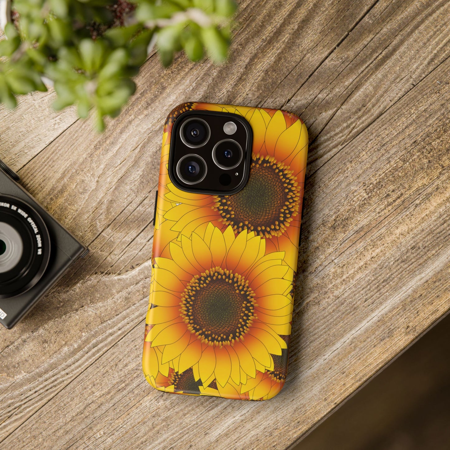 Sunflower Aesthetic Tough Phone Case - Bright Floral Art, Bold Yellow Sunflower Design, Compatible with iPhone, Galaxy, and Google Phones