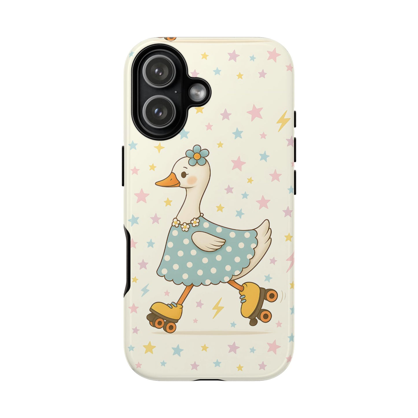 Roller Skating Goose Tough Phone Case, Retro Kawaii Animal, Silly Goose Compatible with iPhone, Galaxy, Google