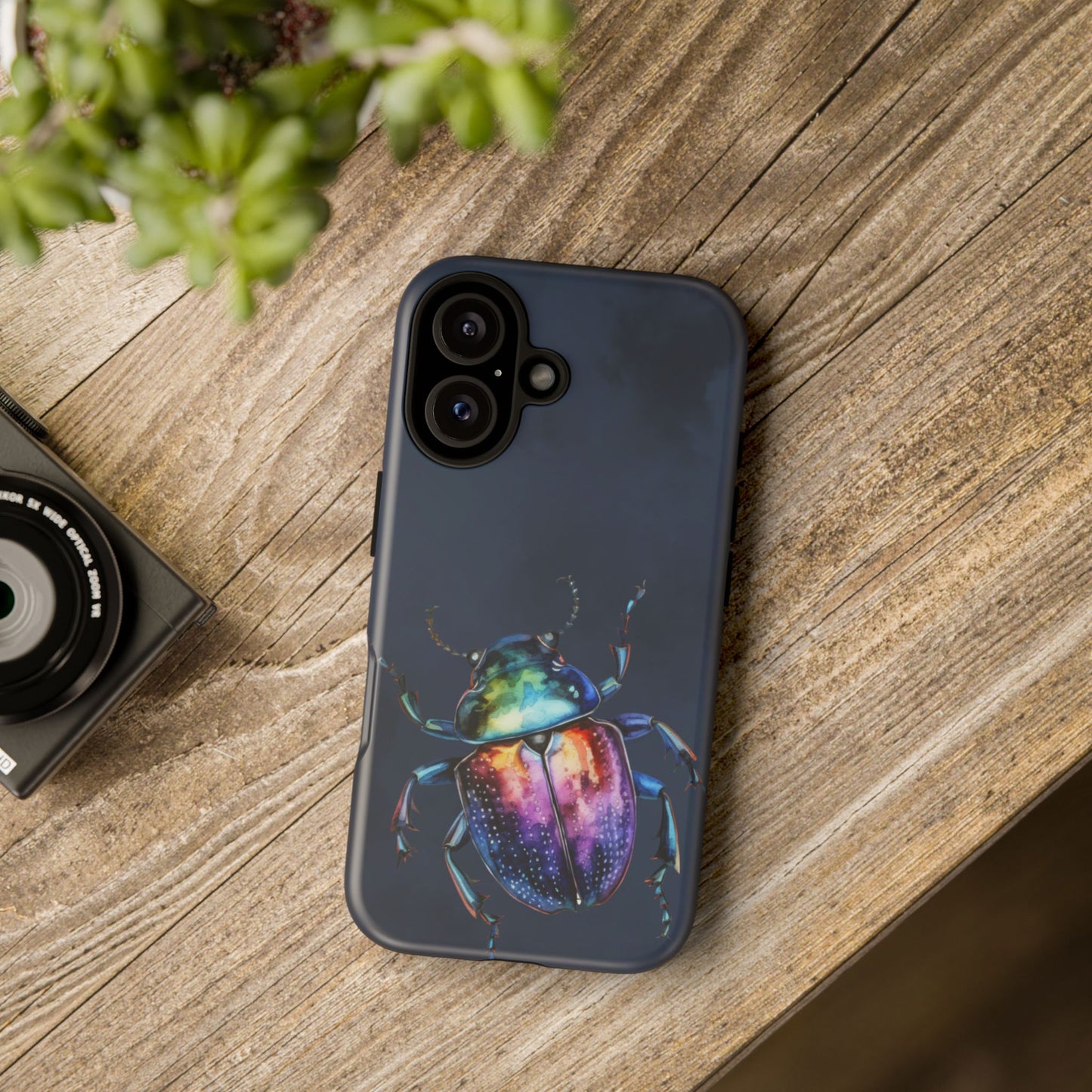 Iridescent Beetle Tough Phone Case - Insect Art Design, Nature-Inspired Pattern, Compatible with iPhone, Galaxy, and Google Phones