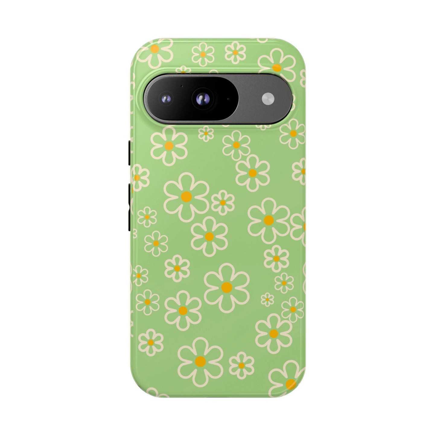 Minimal Daisy Flower Tough Phone Case - Retro Coquette Floral Print, Cute Soft Aesthetic, Compatible with iPhone, Galaxy, and Google Phones