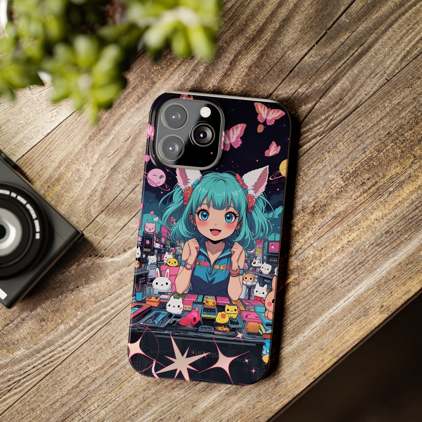 Y2K Anime Girl Slim Phone Case, Kawaii Vaporwave Style, Cute Maximalist Aesthetic, Anime Design, Slim Protection, Aesthetic Accessory