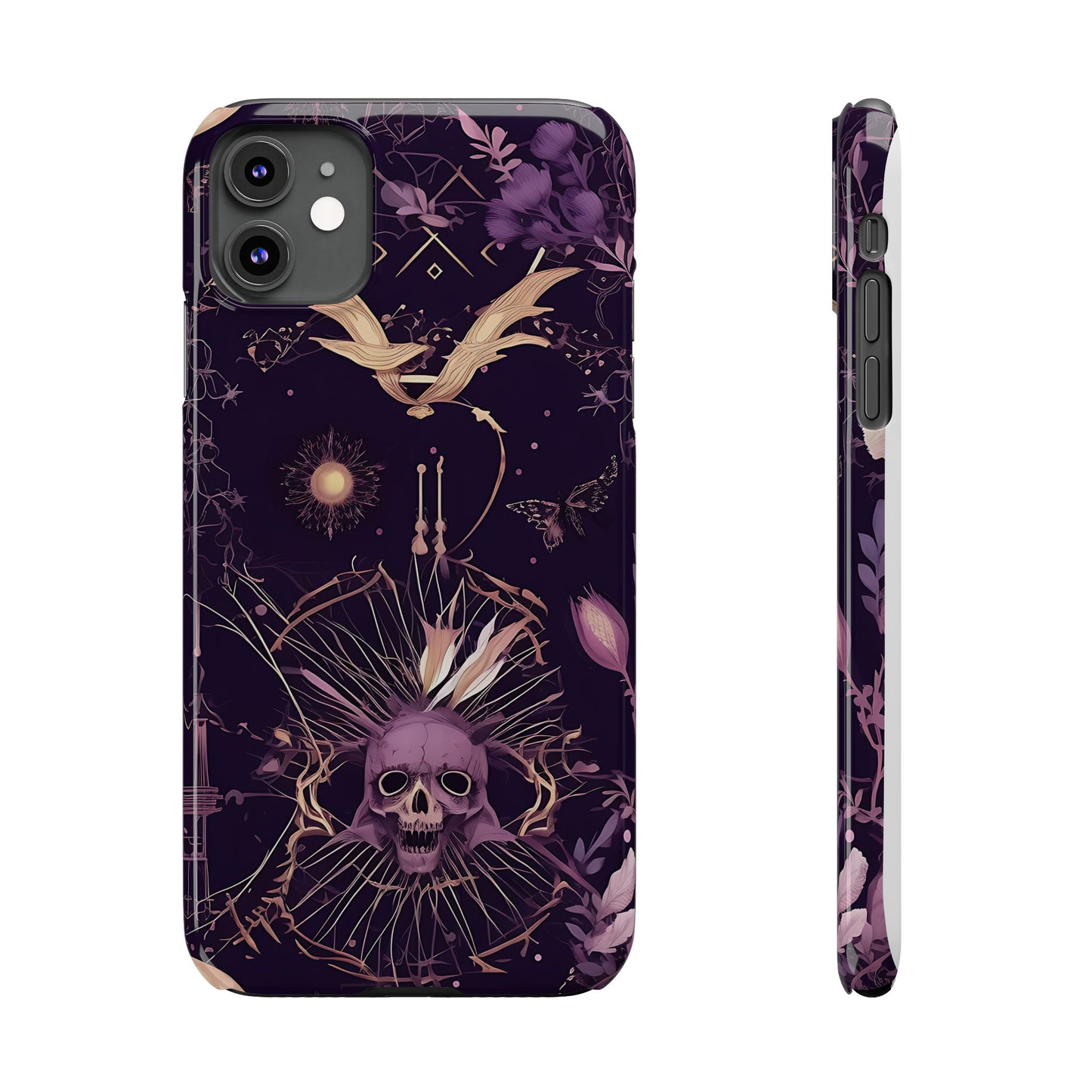 Gothic Floral Slim Phone Cases, Ghostly Style Mobile Cover, Dark Aesthetic Gift, Unique Protective Case, Perfect for Halloween