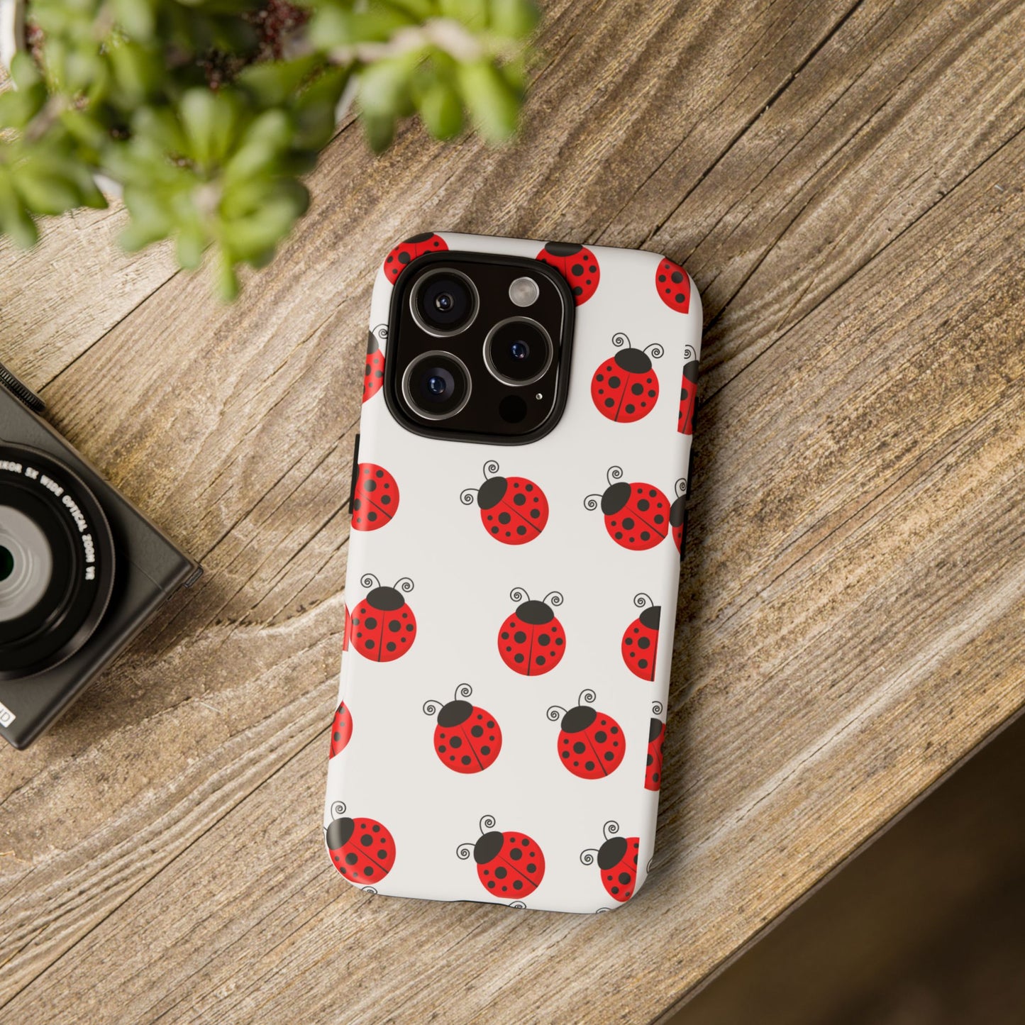 Ladybug Tough Phone Case - Cute Insect Aesthetic, Nature-Inspired Pattern Art, Compatible with iPhone, Galaxy, and Google Phones