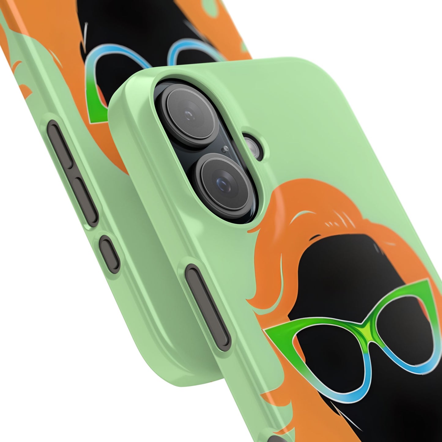 Ginger Woman Slim Phone Case, Irish Green Sunglasses Portrait, St Patricks Day Redhead Art Cover Compatible with iPhone