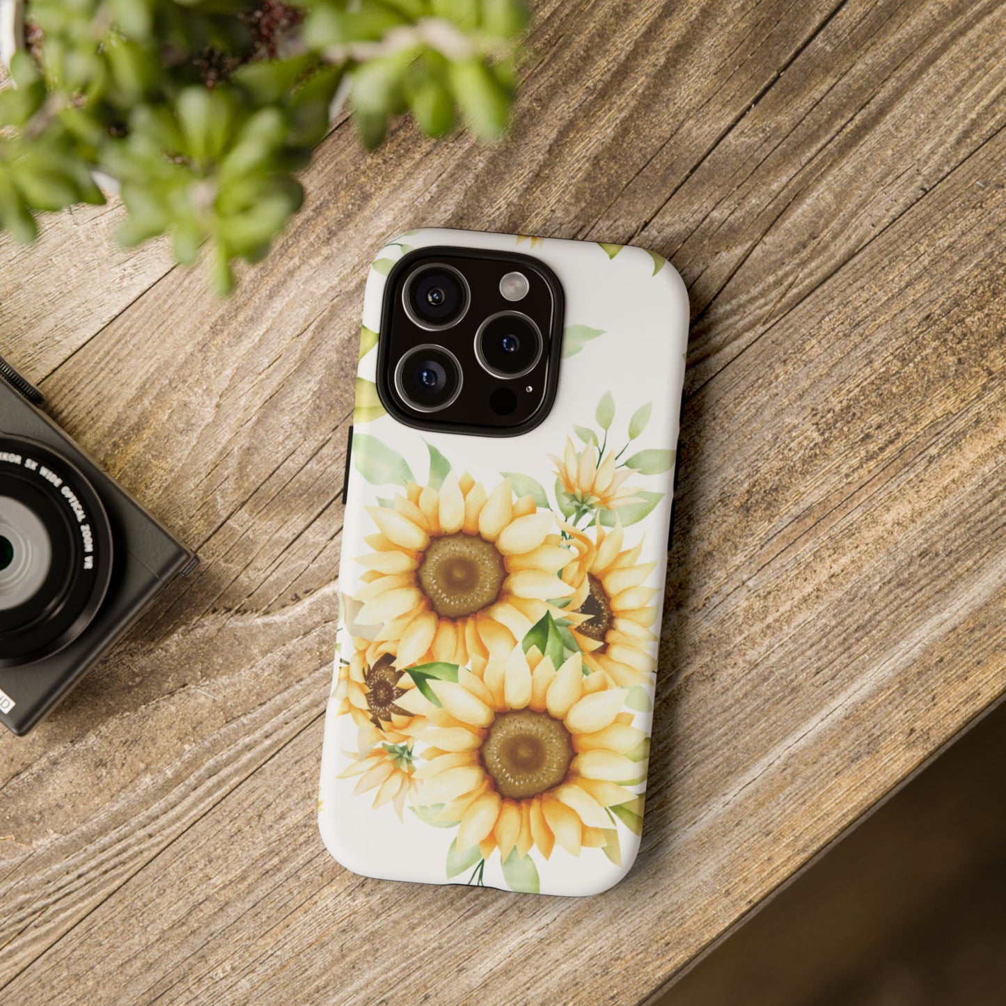 Sunflower Floral Tough Phone Case - Watercolor Botanical Art, Bright Nature Aesthetic, Compatible with iPhone, Galaxy, and Google Phones