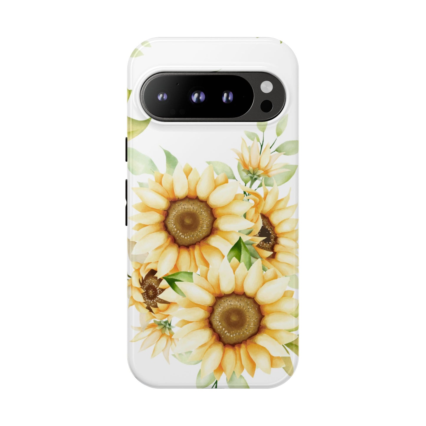 Sunflower Floral Tough Phone Case - Watercolor Botanical Art, Bright Nature Aesthetic, Compatible with iPhone, Galaxy, and Google Phones