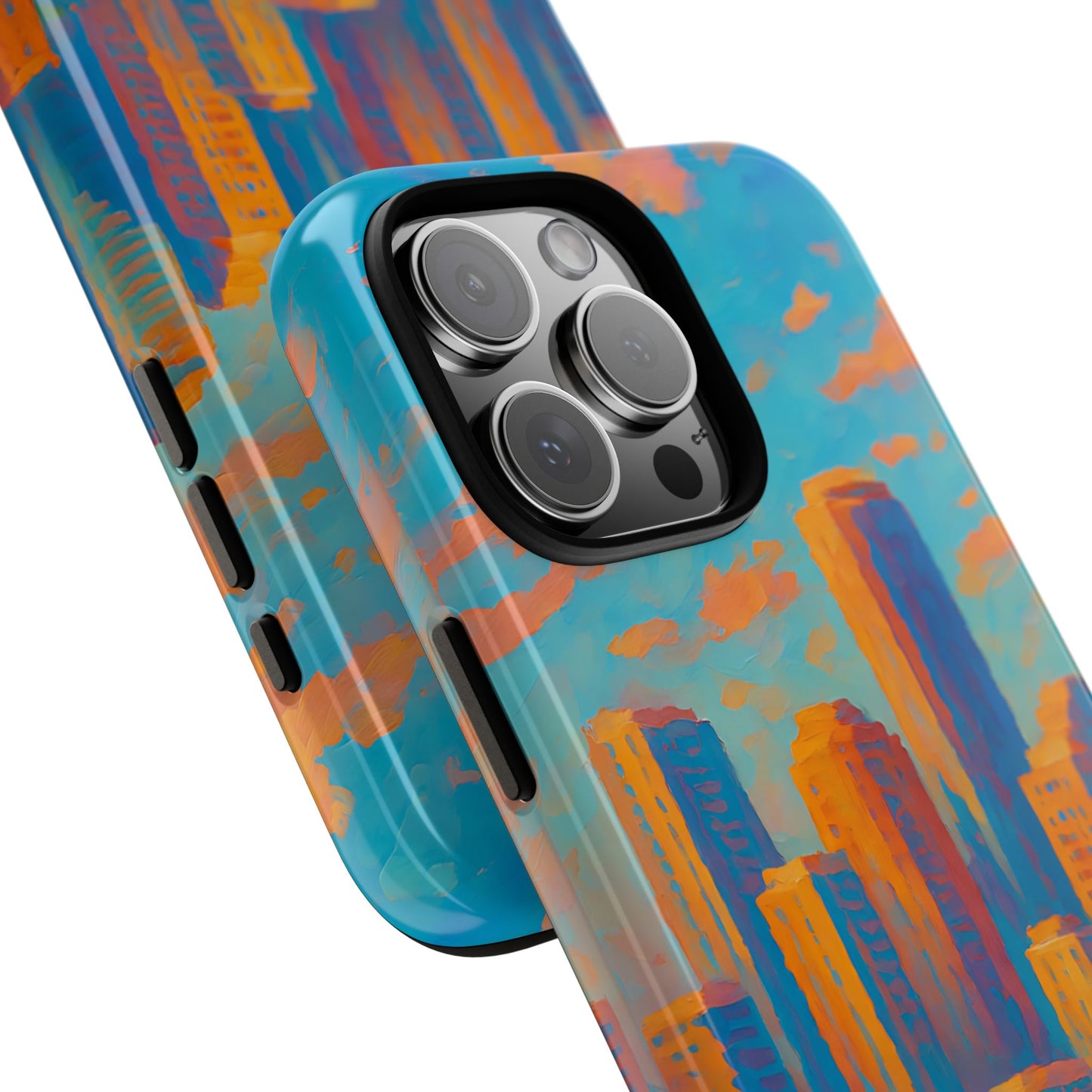 Cityscape Tough Phone Case, Miami Skyline Phone Cover, Sunset Glow Design Compatible with iPhone, Galaxy & Google