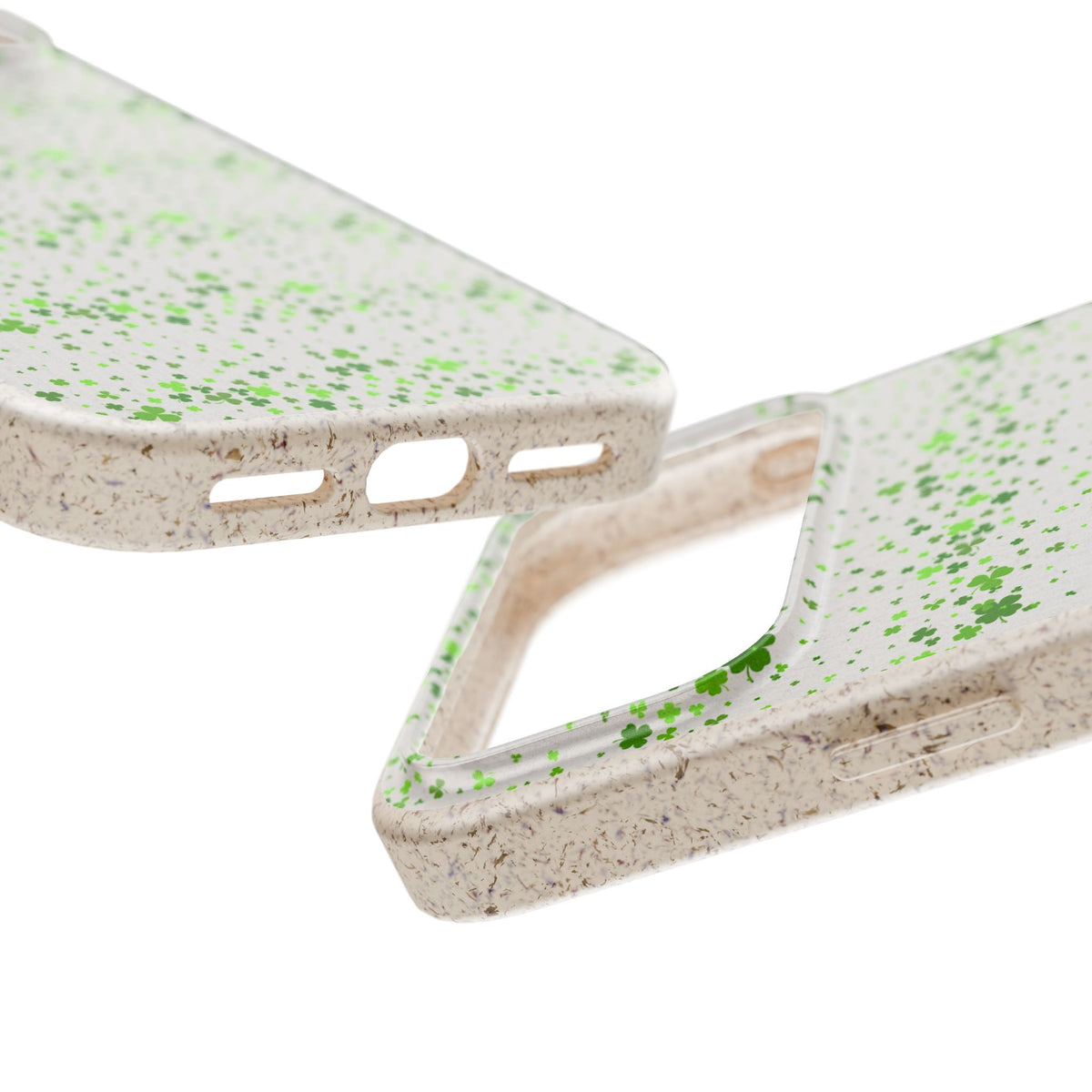 Shamrock Biodegradable Phone Case, Minimal St Patricks Day Clover Pattern, Irish Green Cover Compatible with iPhone