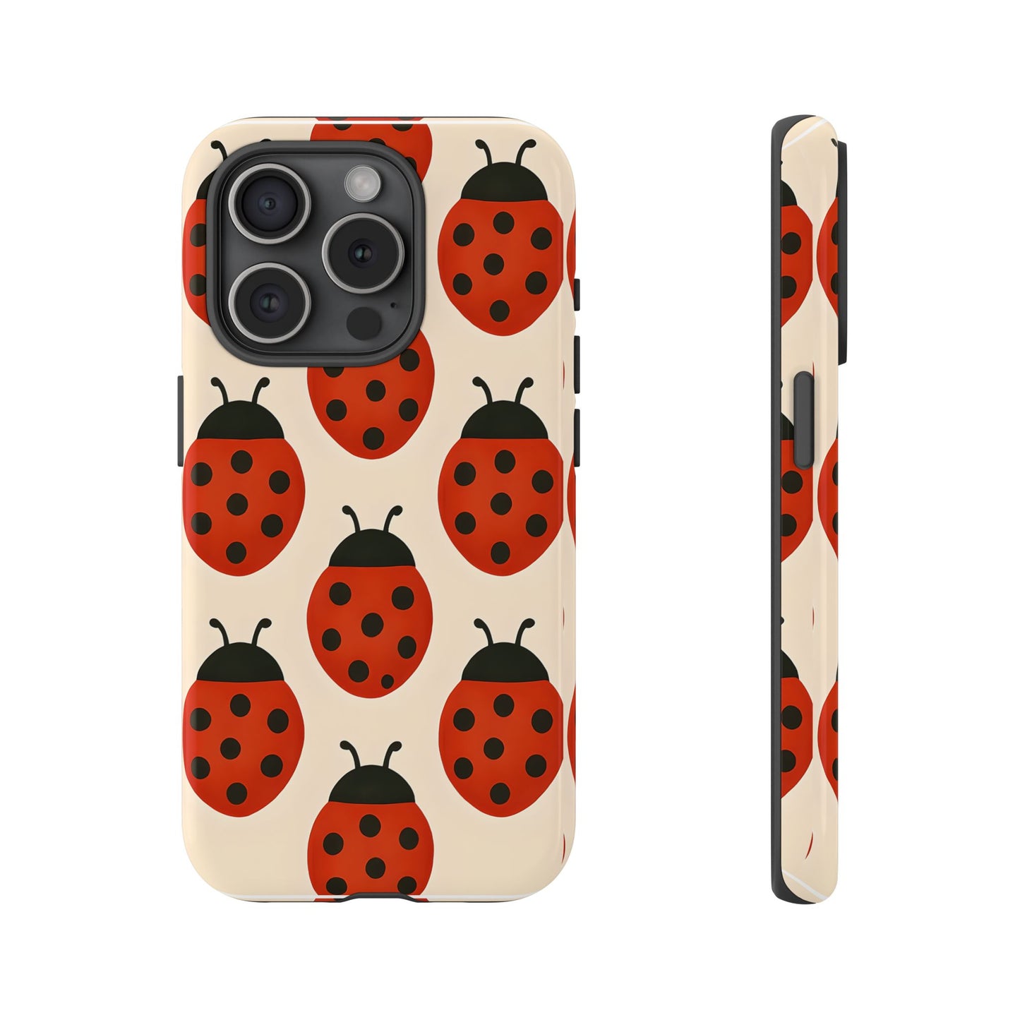 Cute Ladybug Tough Phone Case - Red and Black Insect Pattern, Nature-Inspired Design, Compatible with iPhone, Galaxy, and Google Phones
