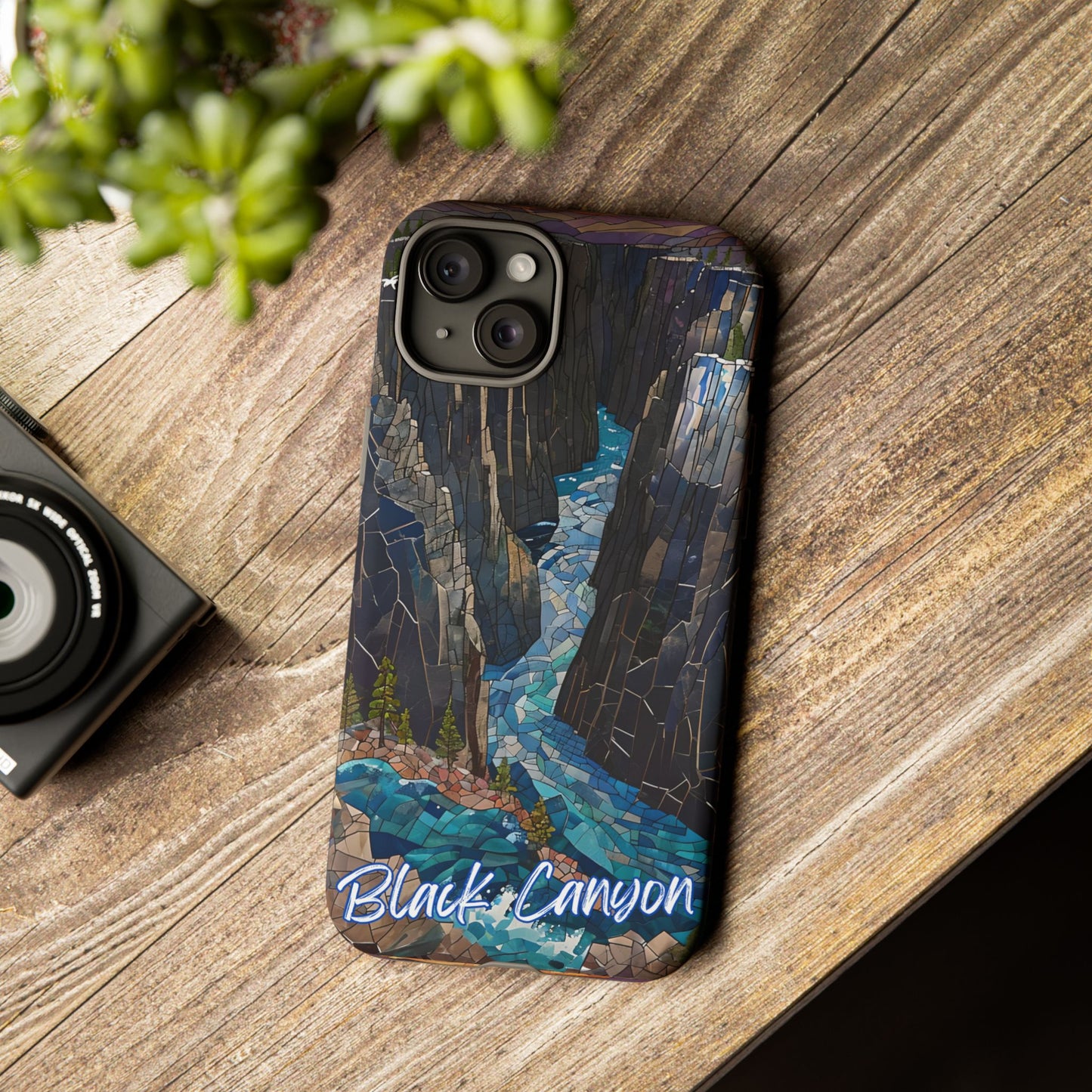 Black Canyon Phone Case, Mosaic Phone Case, Mountain Nature Art, National Park Gift, Scenic Forest Phone Cover, Landscape Aesthetic Case