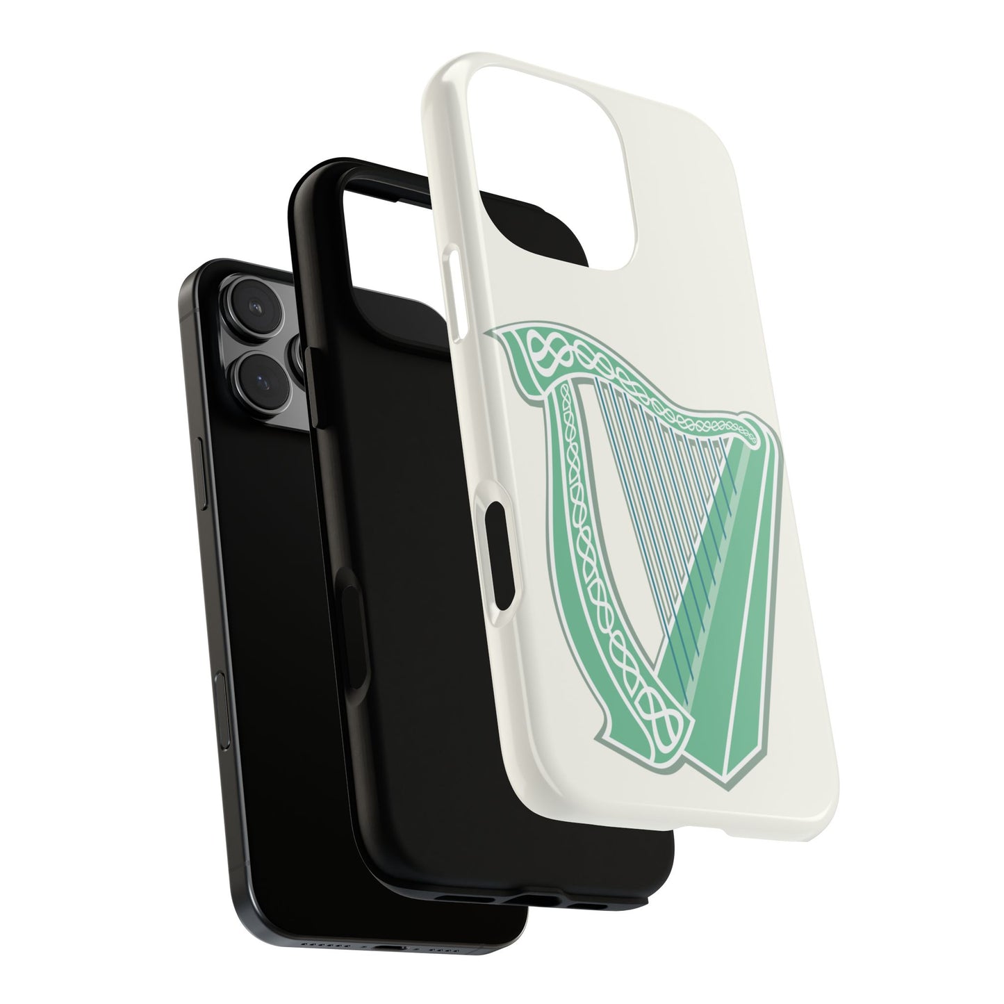 Tough Case Irish Harp Design Phone Cover Compatible with iPhone 17, 16, 15, 14, 13, Galaxy, Google, Celtic Heritage Ireland Symbol Art
