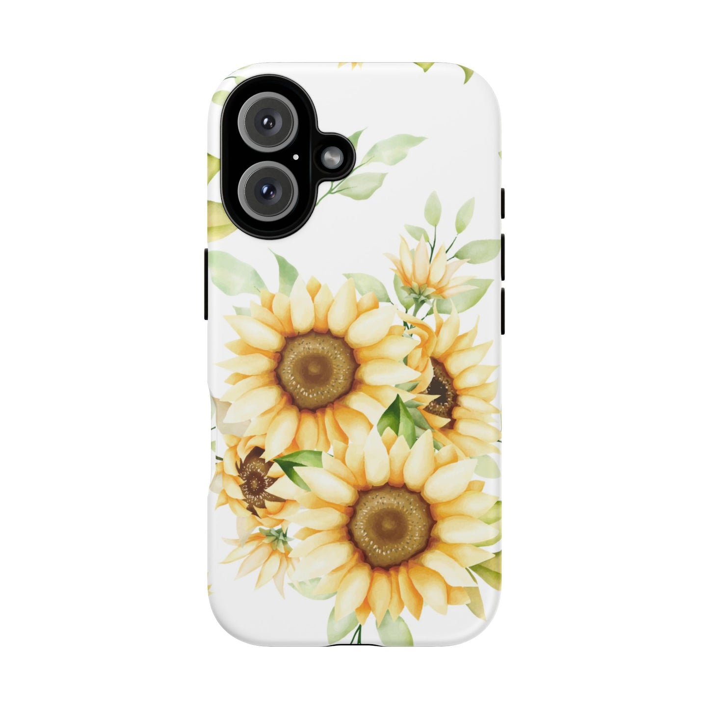 Sunflower Floral Tough Phone Case - Watercolor Botanical Art, Bright Nature Aesthetic, Compatible with iPhone, Galaxy, and Google Phones