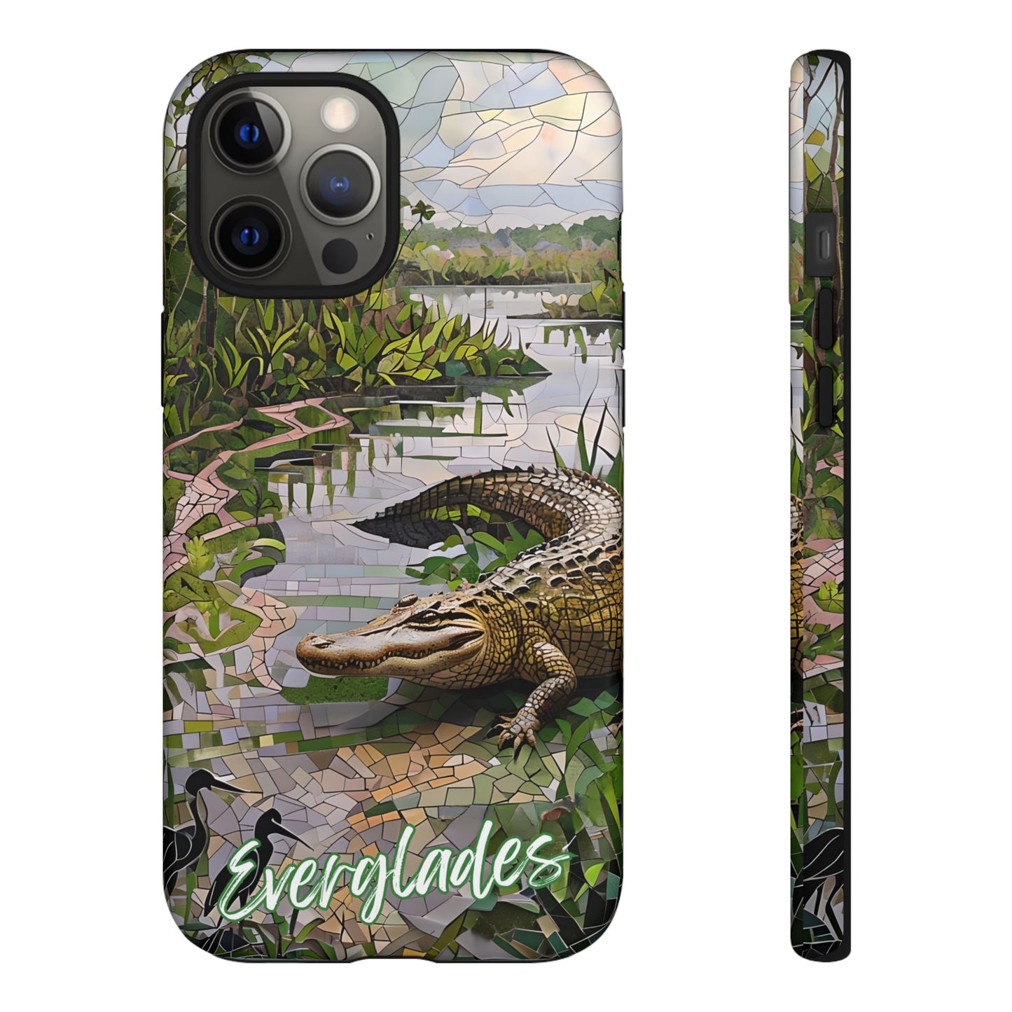 Everglades Mosaic Tough Phone Case - Tropical Wetland Art, Lush Green  Nature Aesthetic, Compatible with iPhone, Galaxy, and Google Phones