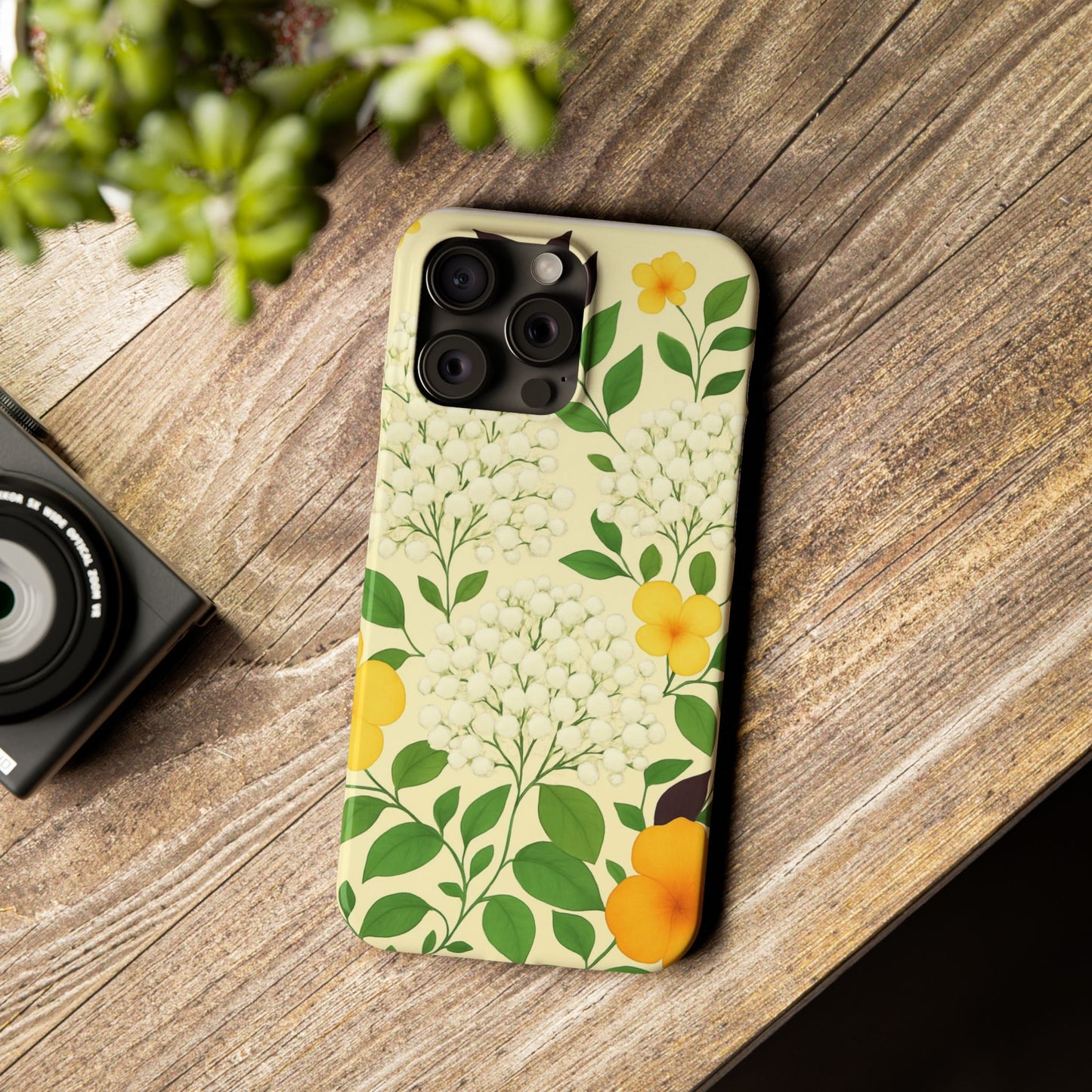 Delicate Floral Print Phone Case, Autumn Botanical Slim Phone Case, Aesthetic Flower Phone Cover Compatible with iPhone, Galaxy, Google