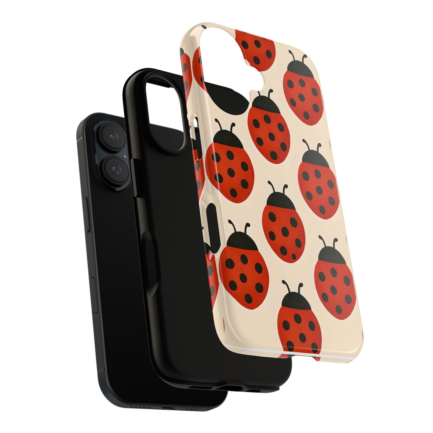 Cute Ladybug Tough Phone Case - Red and Black Insect Pattern, Nature-Inspired Design, Compatible with iPhone, Galaxy, and Google Phones